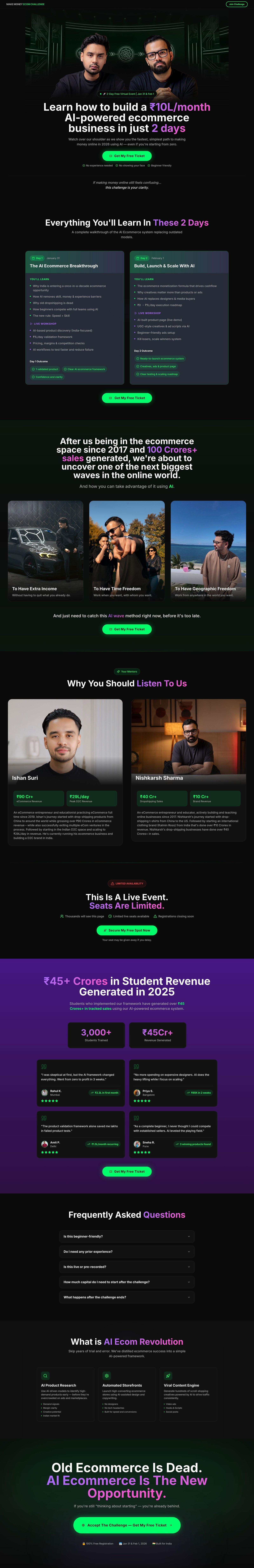 AI Ecom Workshop landing page