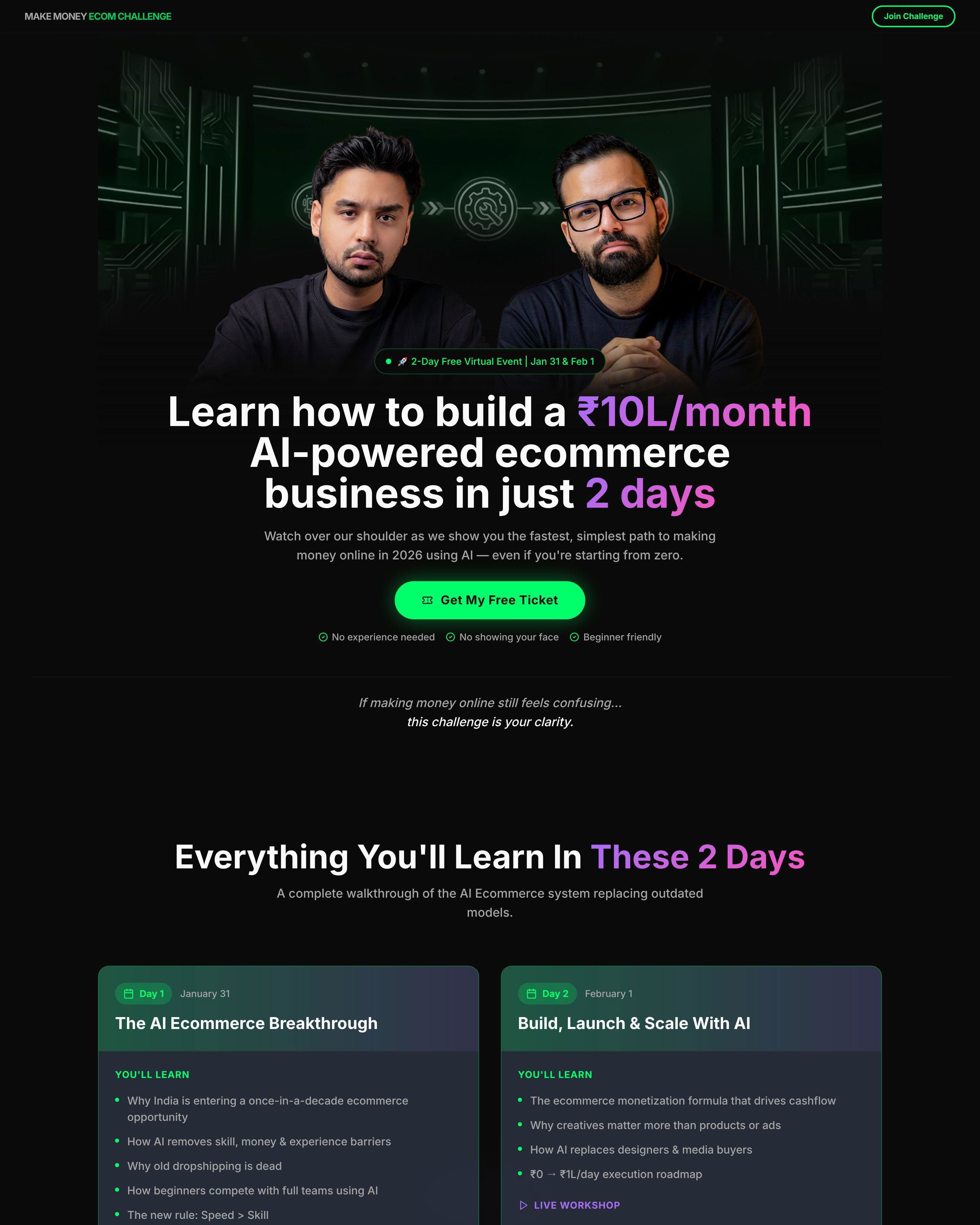 AI Ecom Workshop landing page