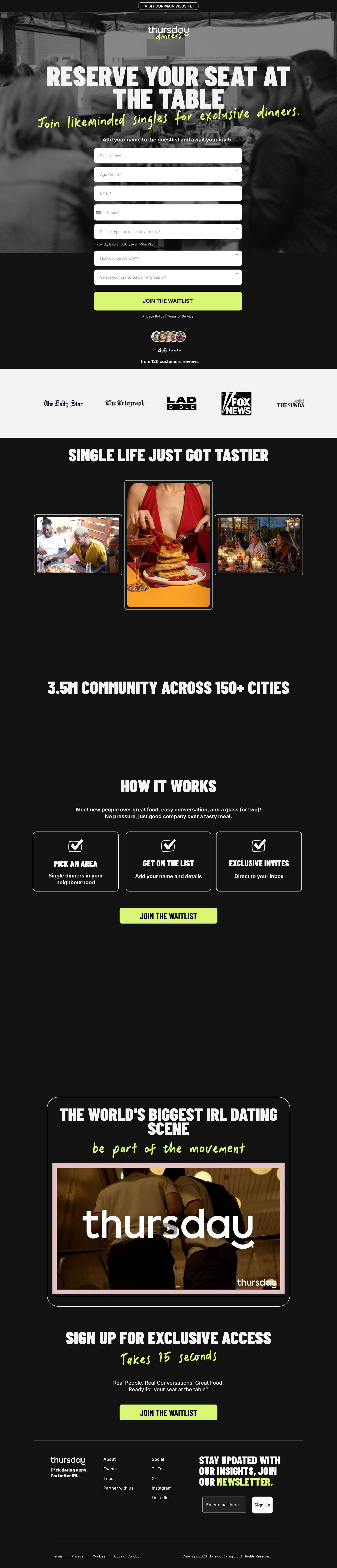 IRL Dating landing page