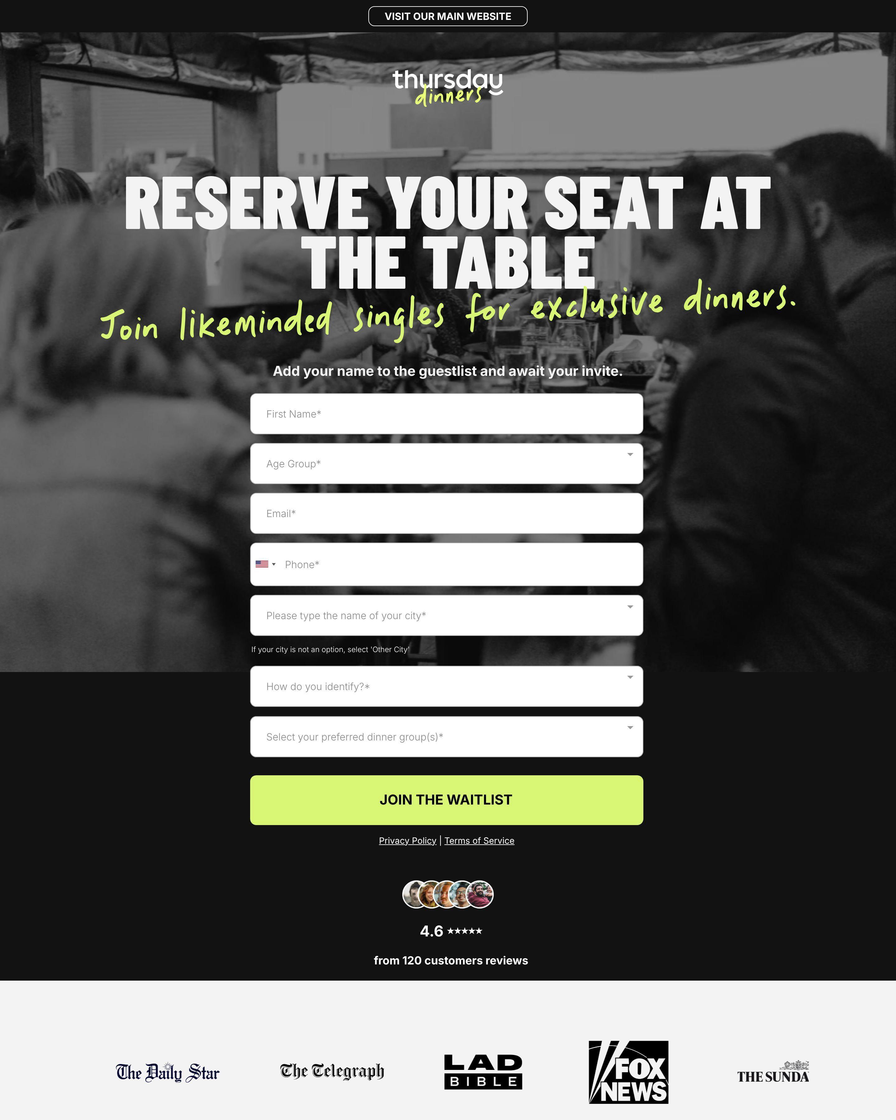 IRL Dating landing page