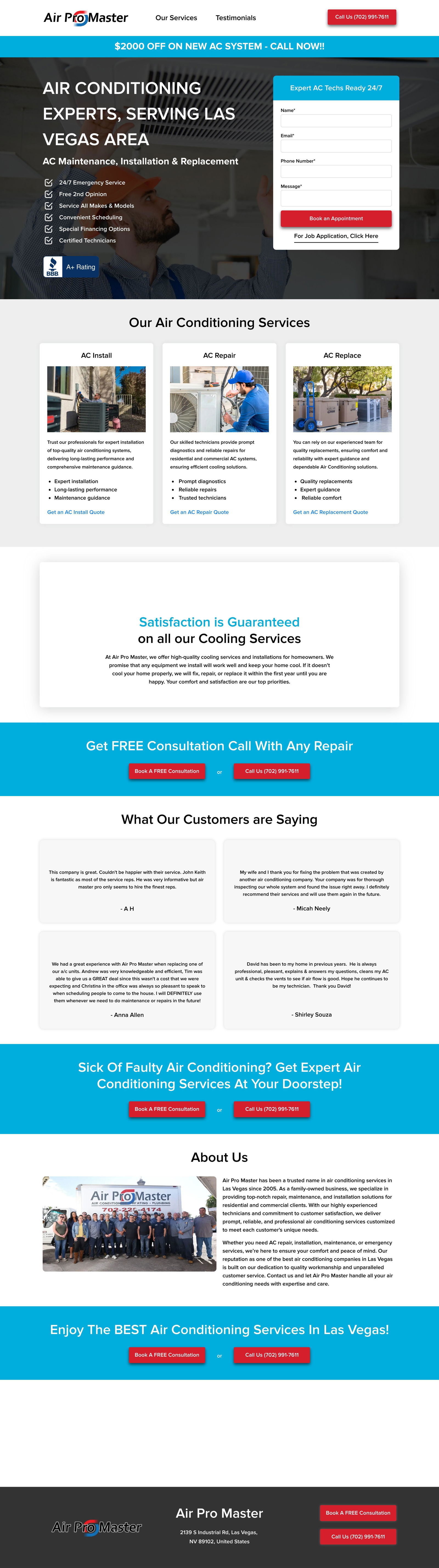 AC Service landing page