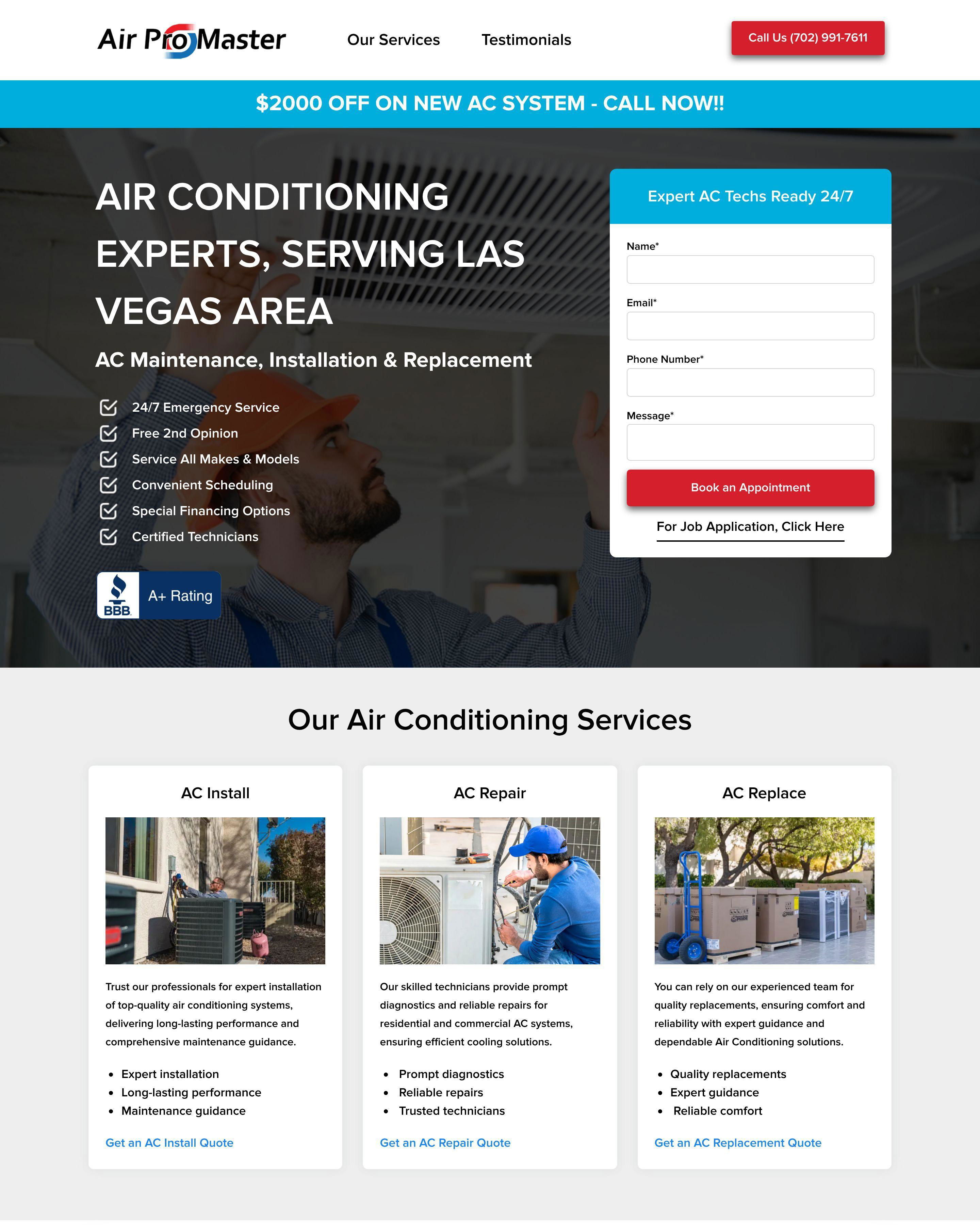 AC Service landing page
