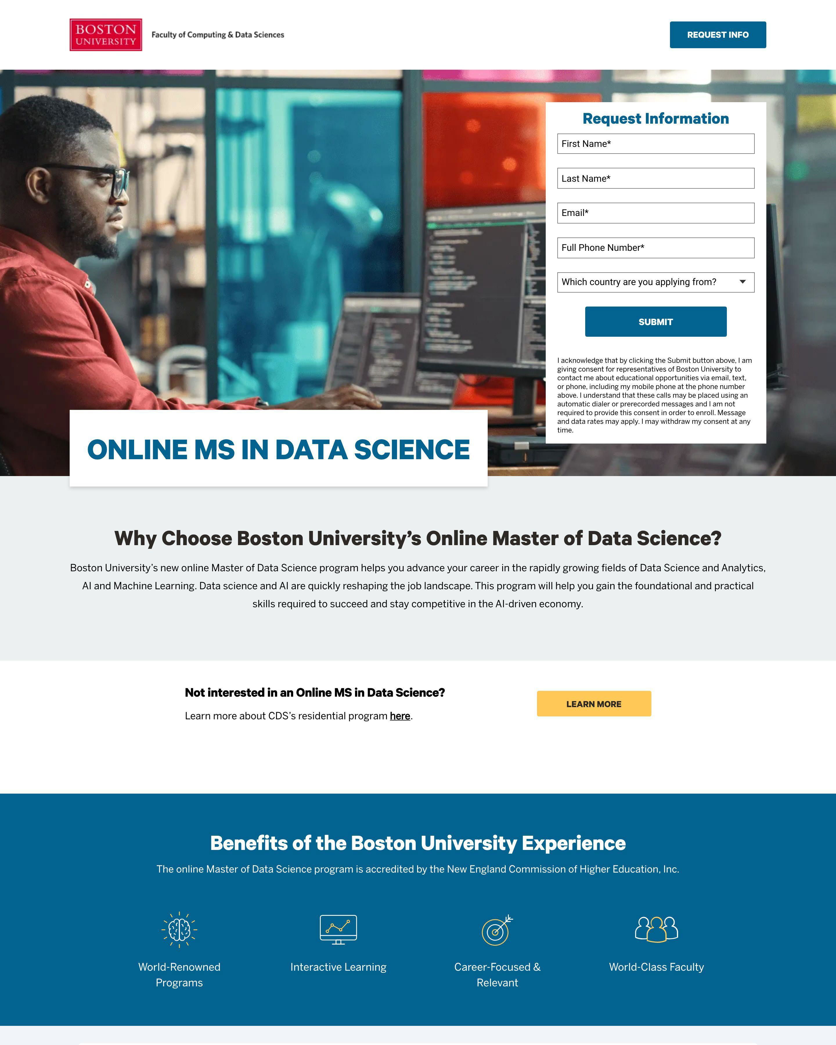 Data Master landing page
