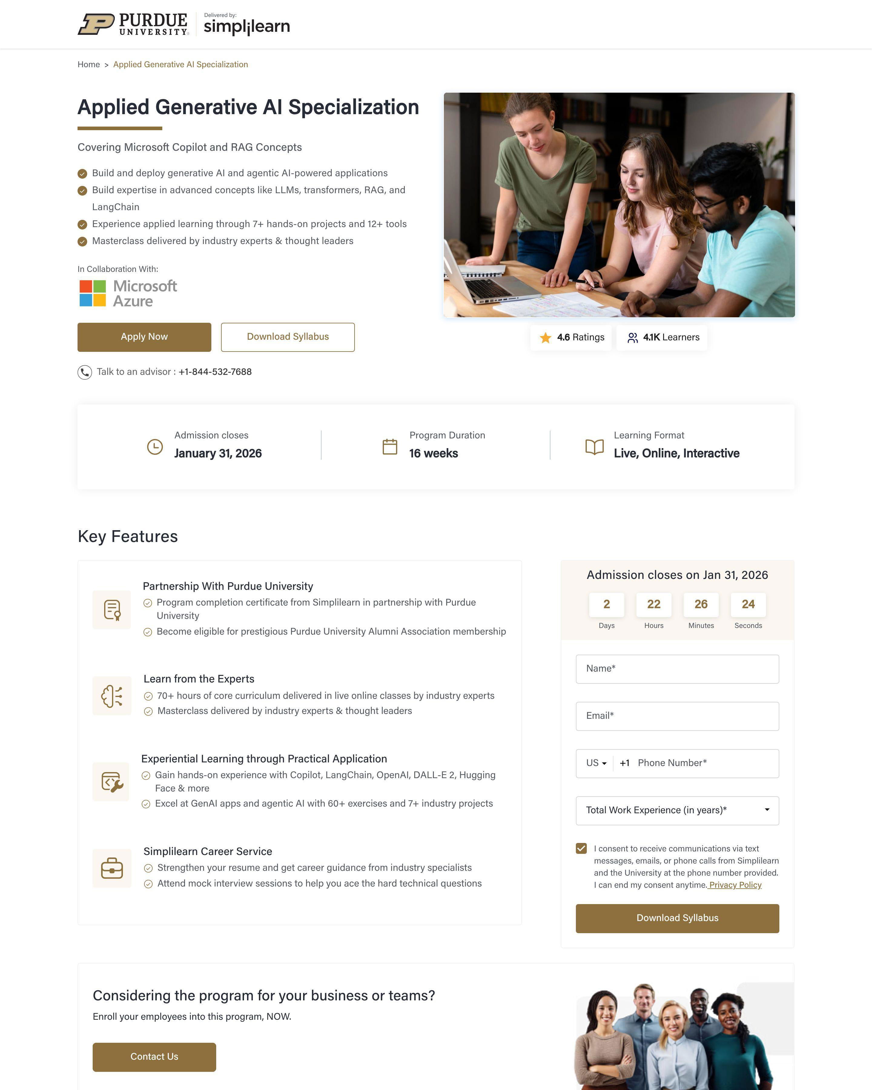 AI Specialization landing page