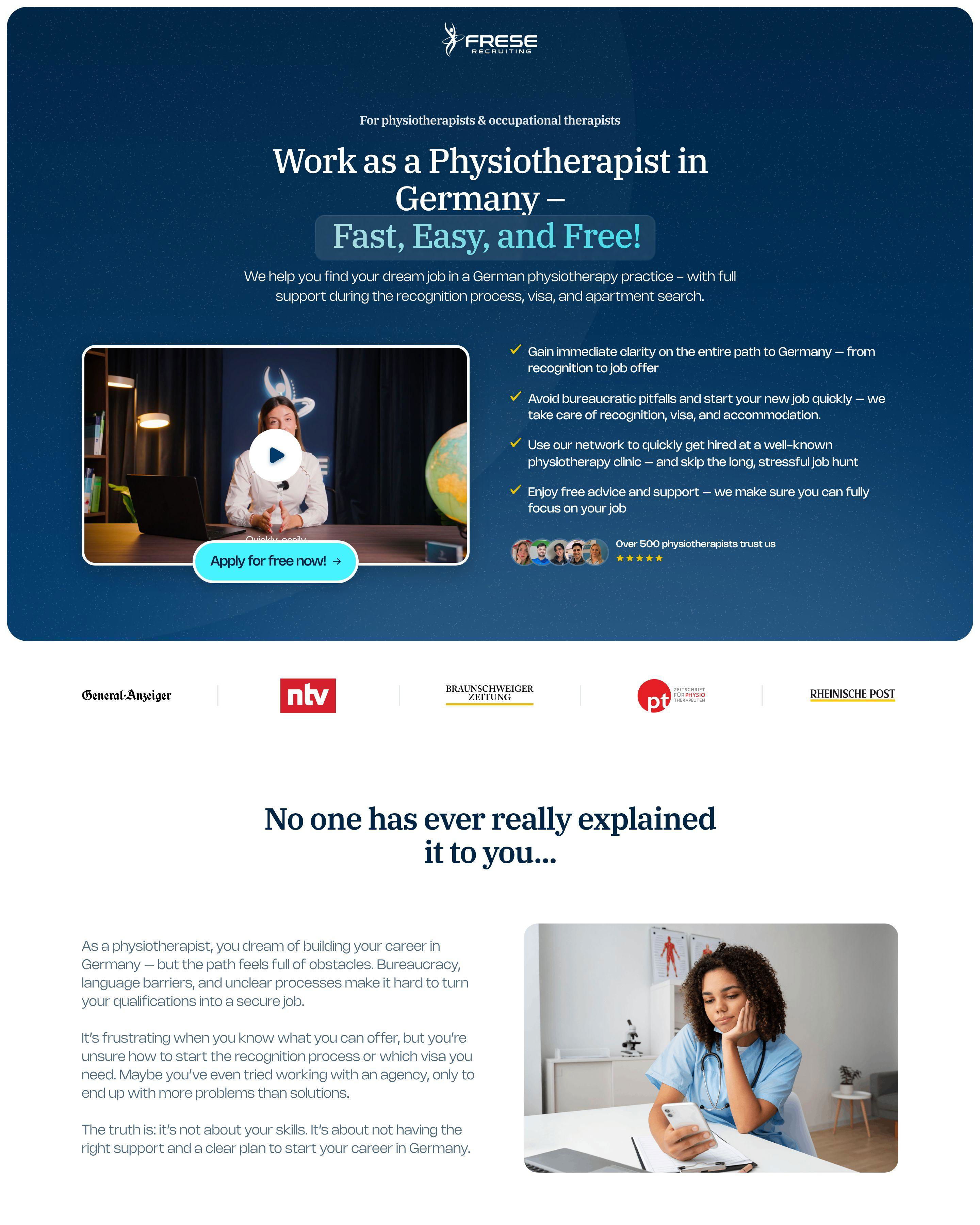Career Placement landing page