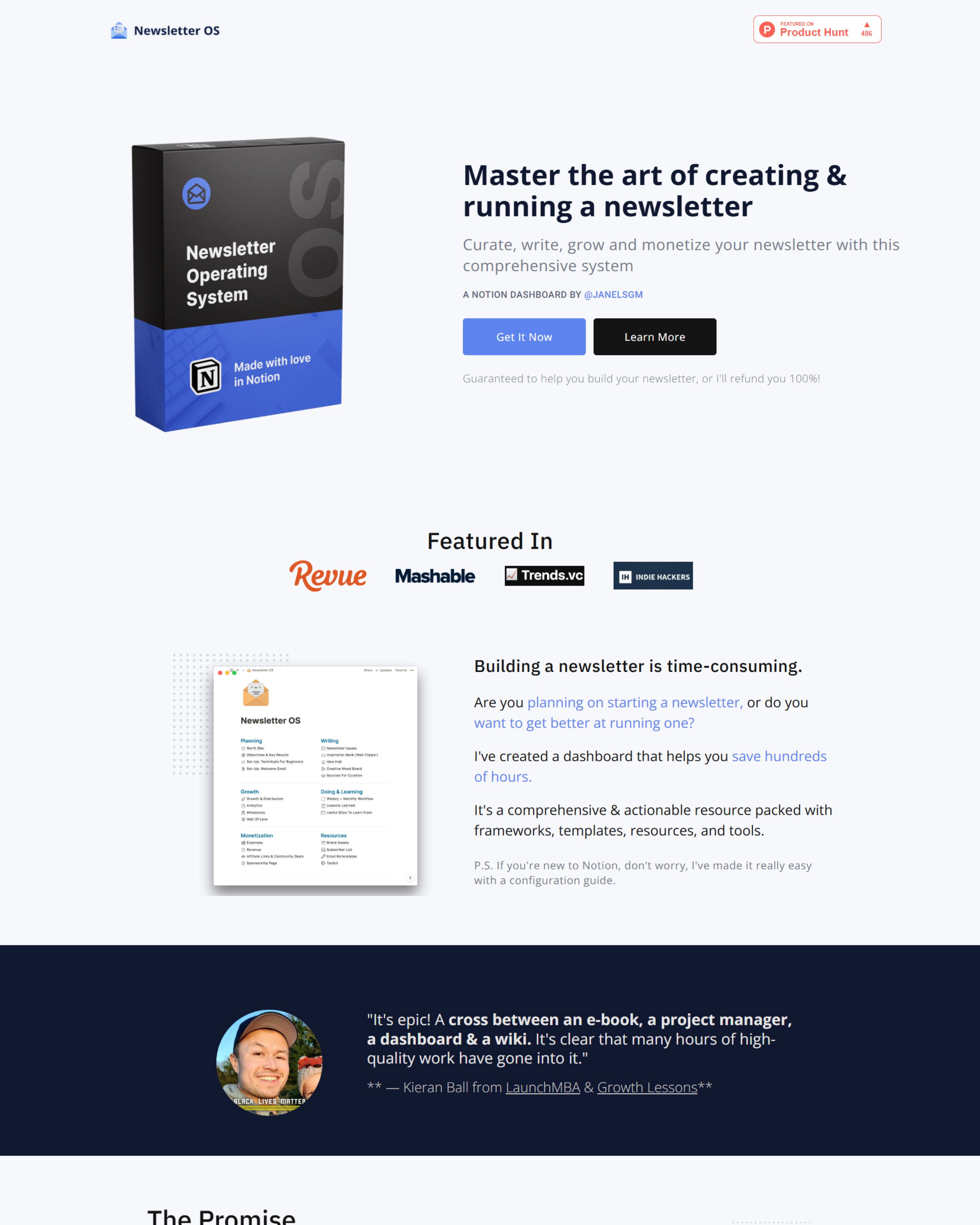 Newsletter System landing page