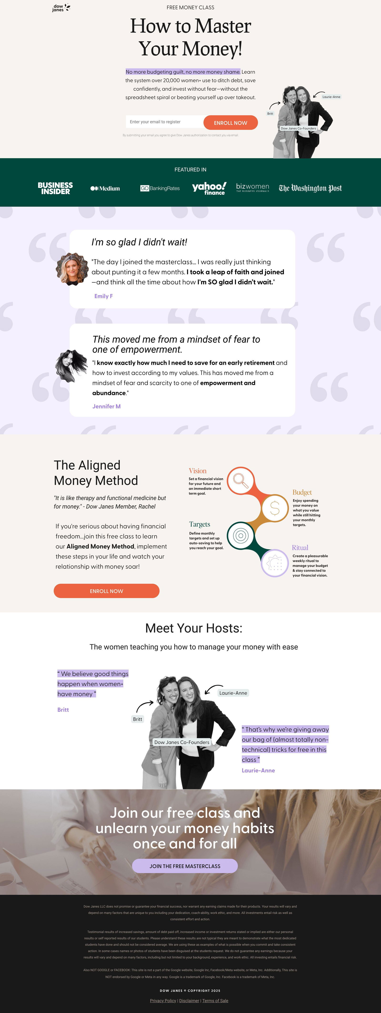 Money Mastery landing page