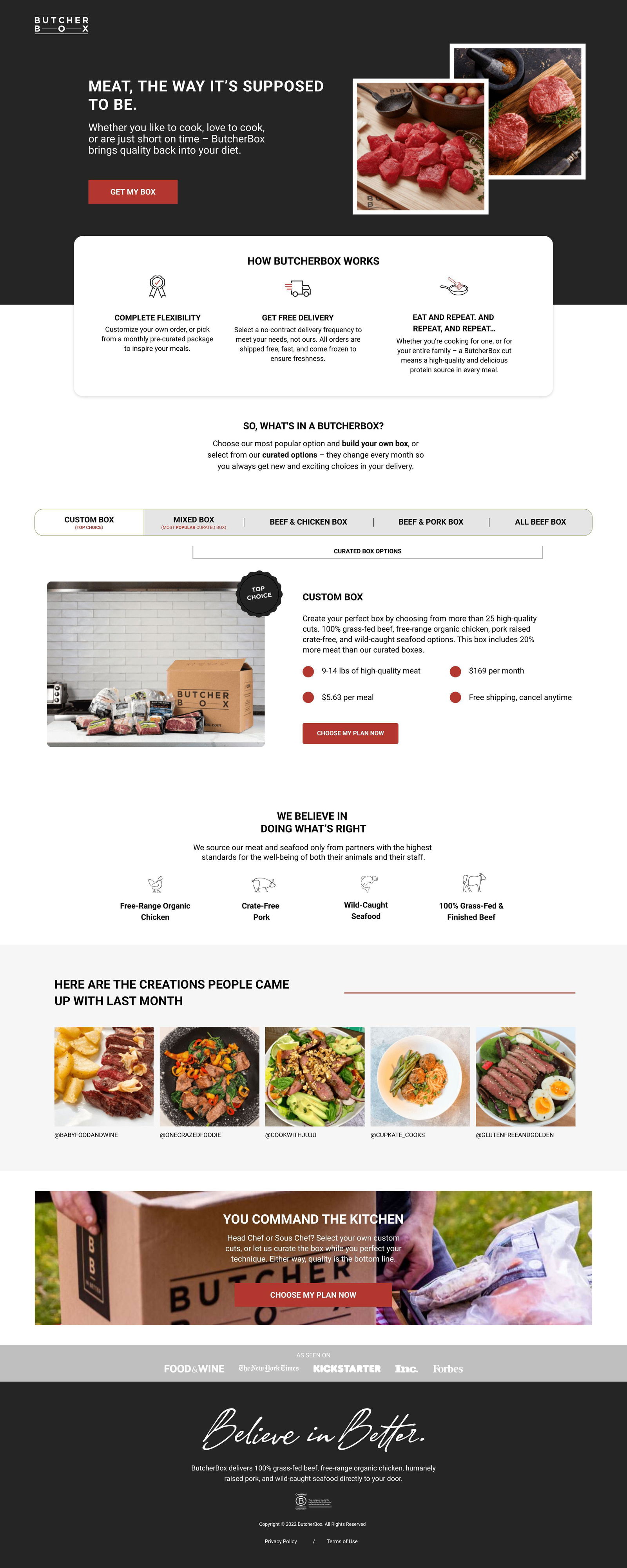 Meat Subscription landing page