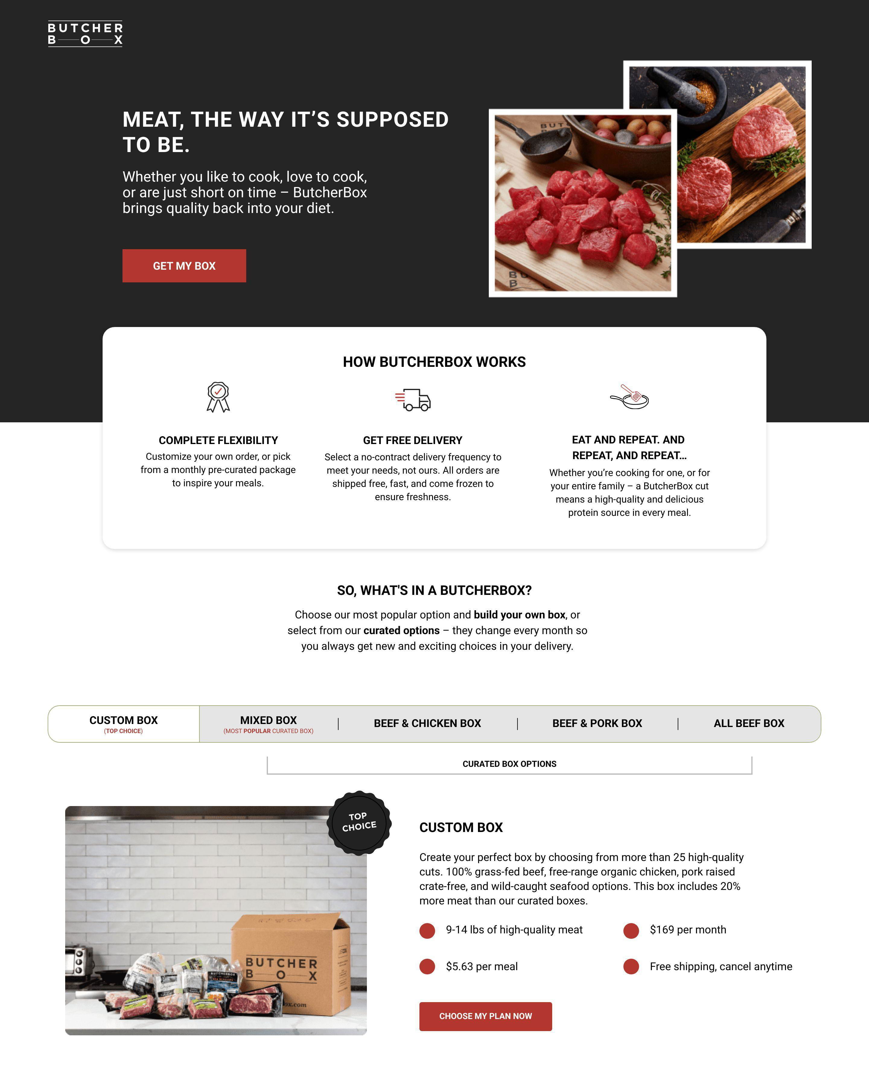 Meat Subscription landing page