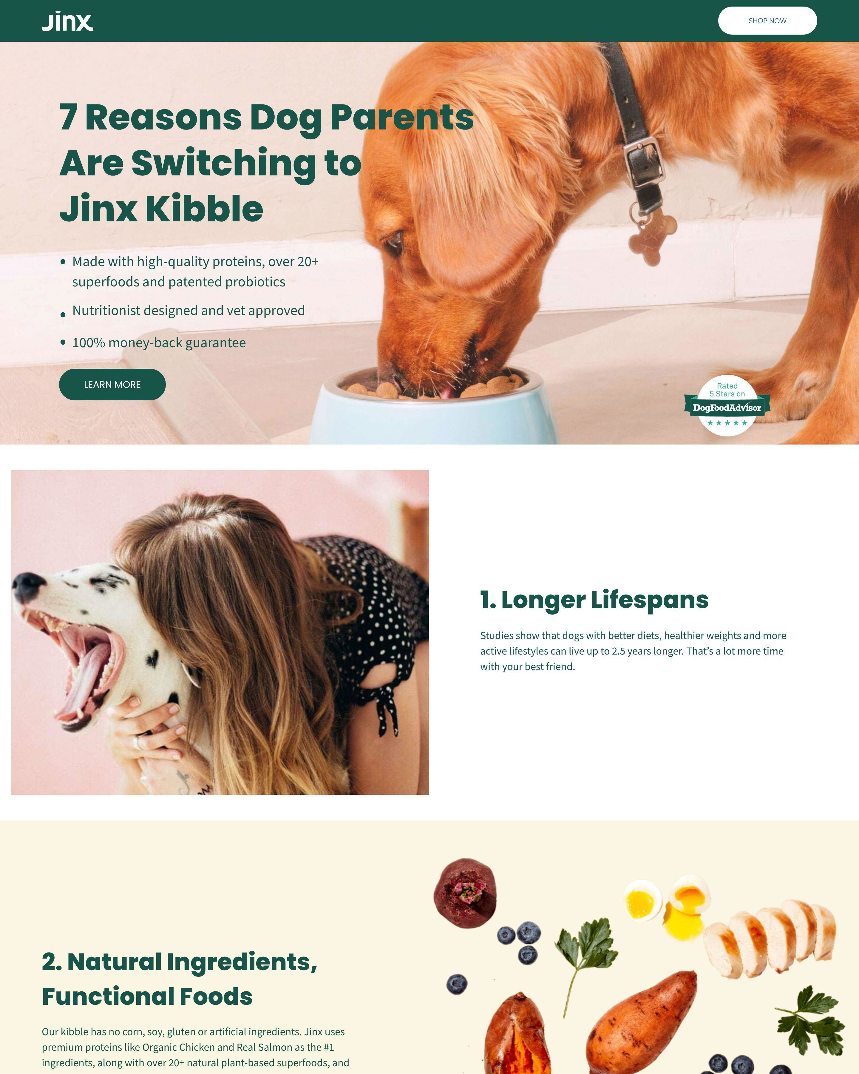 Jinx Kibble landing page
