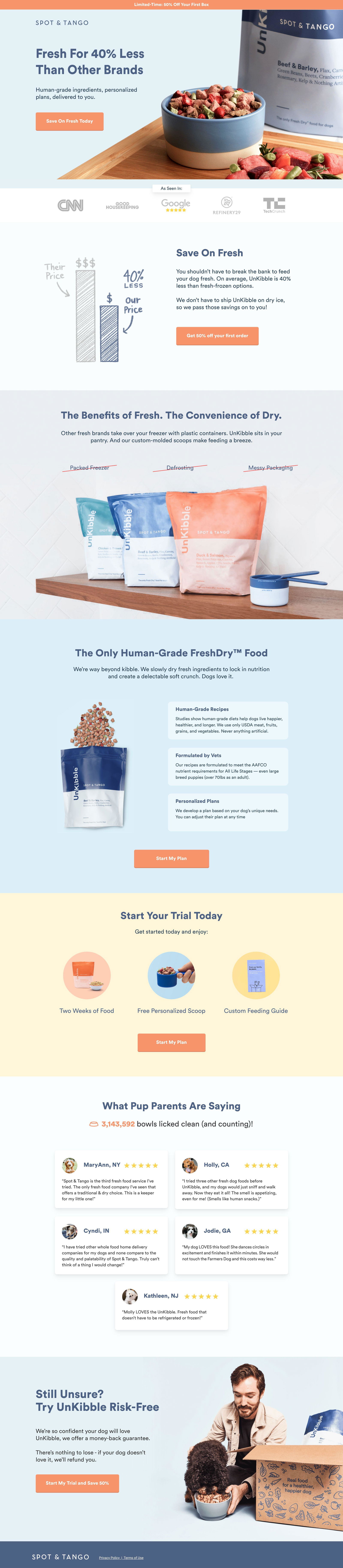 Fresh Petfood landing page