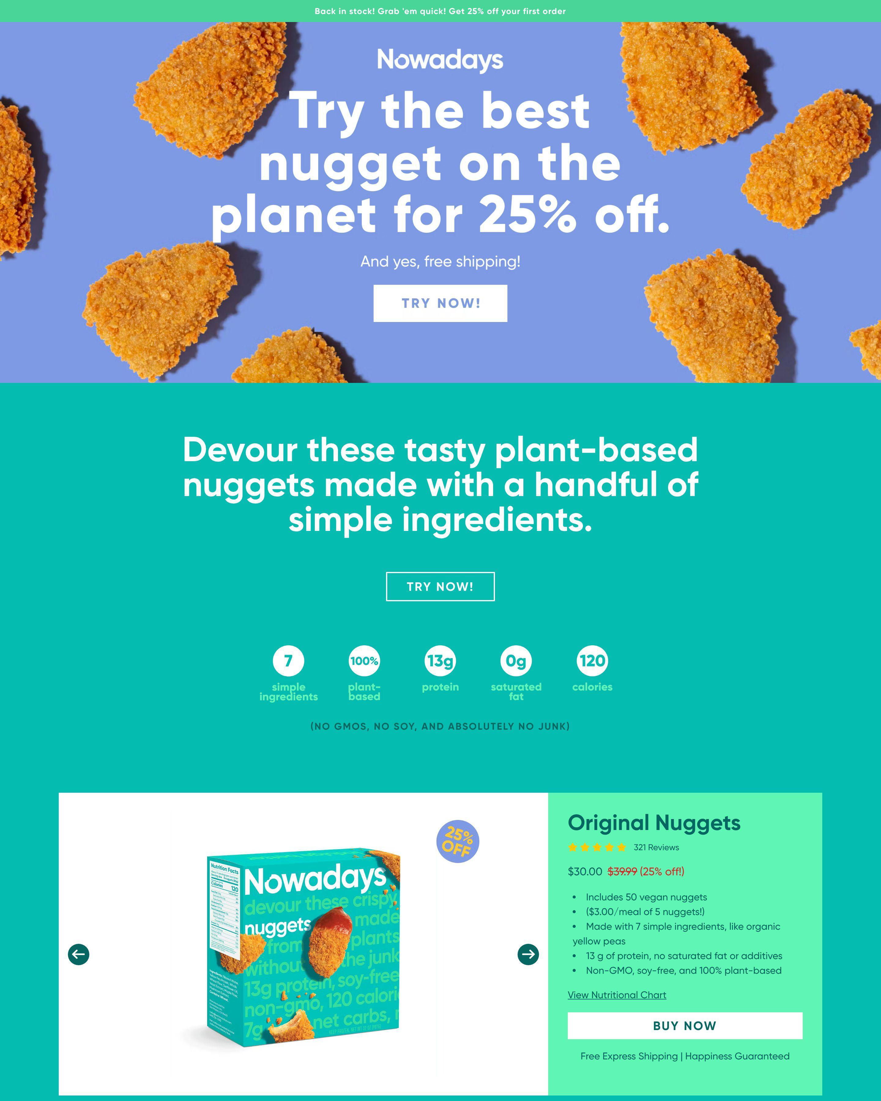 Plant Nuggets landing page