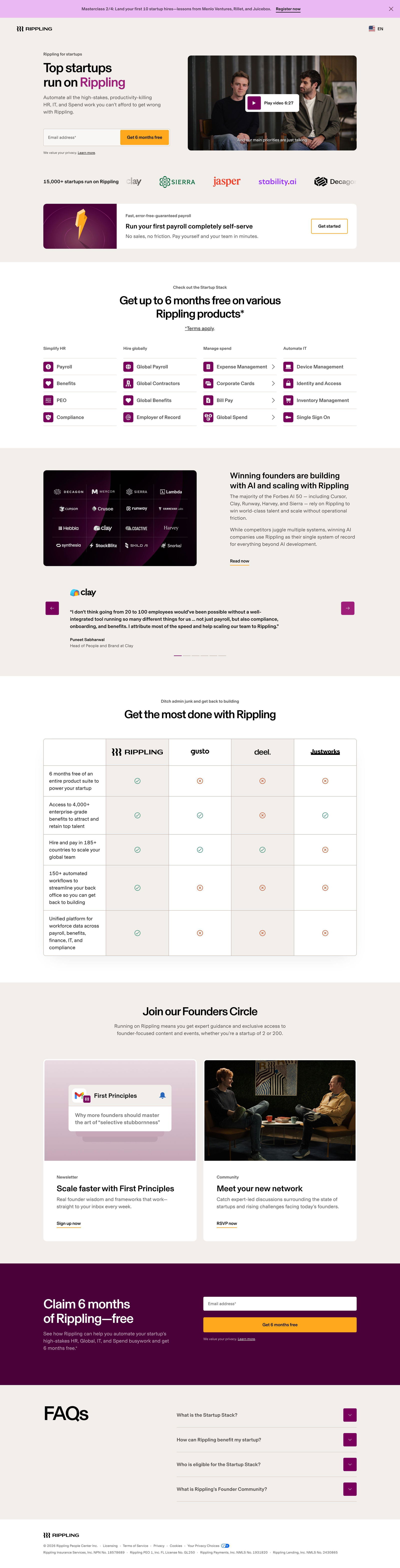 Startup HR landing page