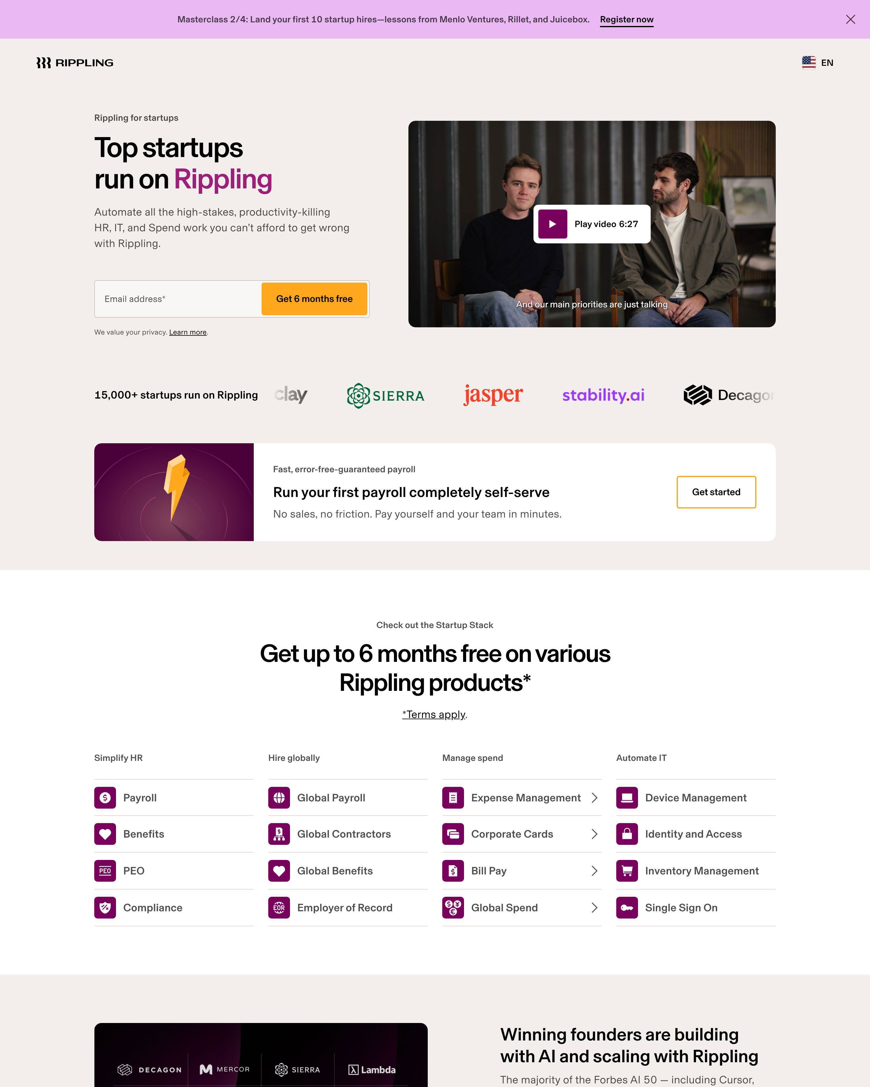 Startup HR landing page