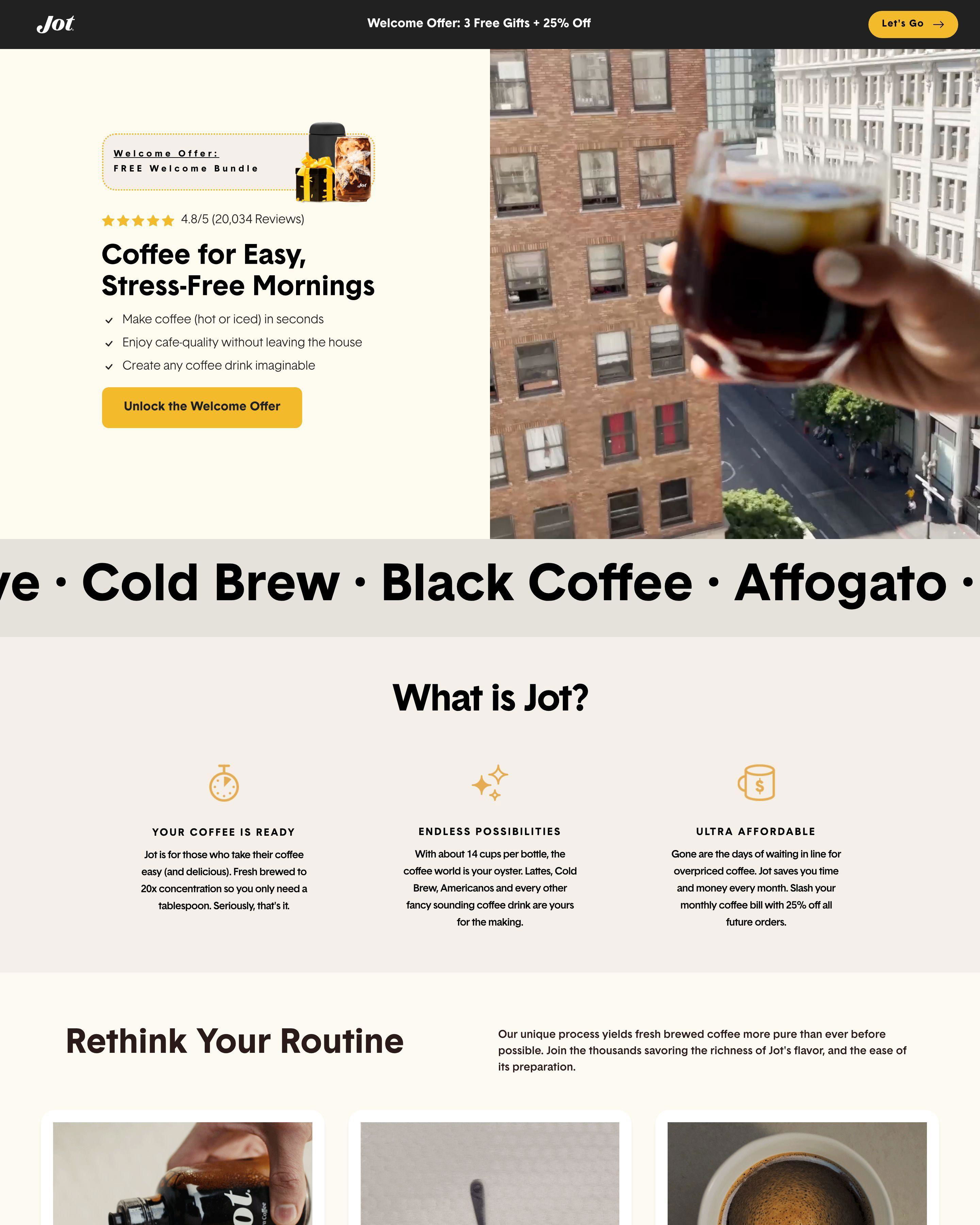 Coffee Concentrate landing page