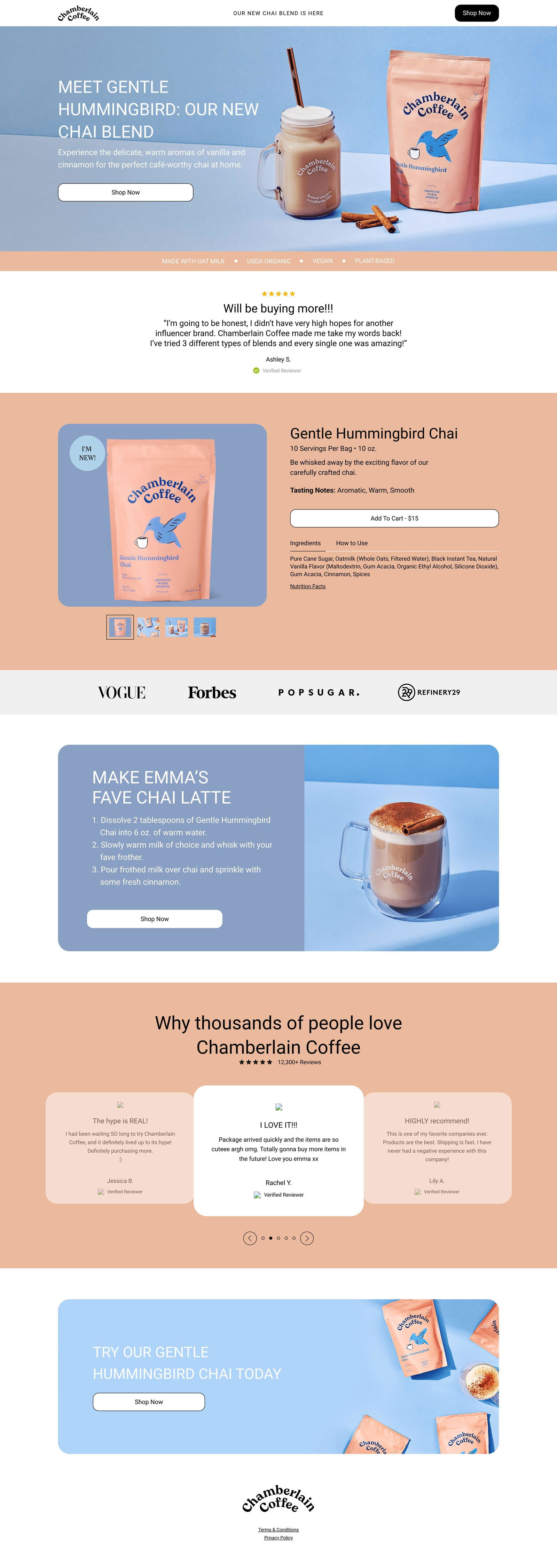 Chai Blend landing page
