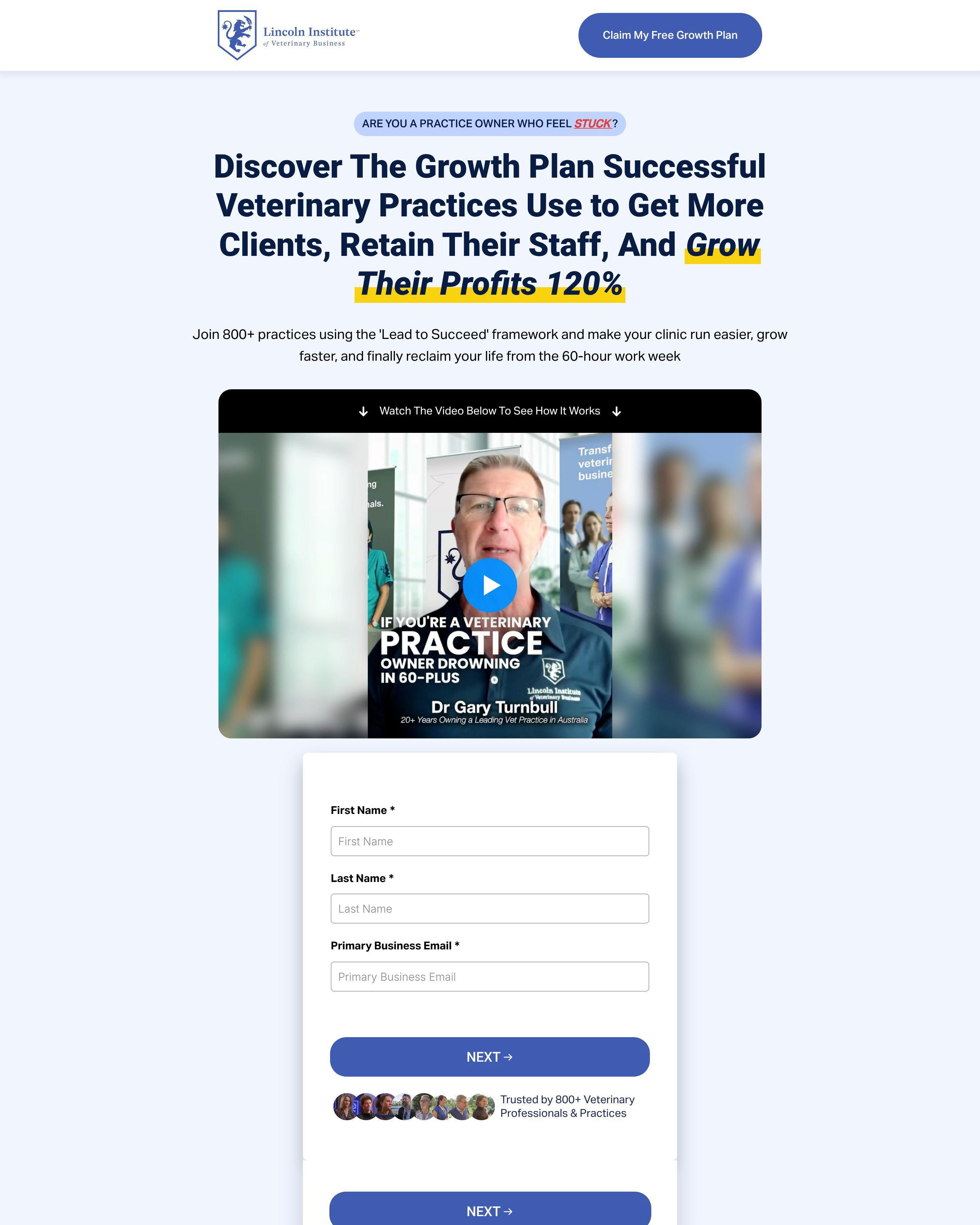 Entrepreneur Workshop landing page
