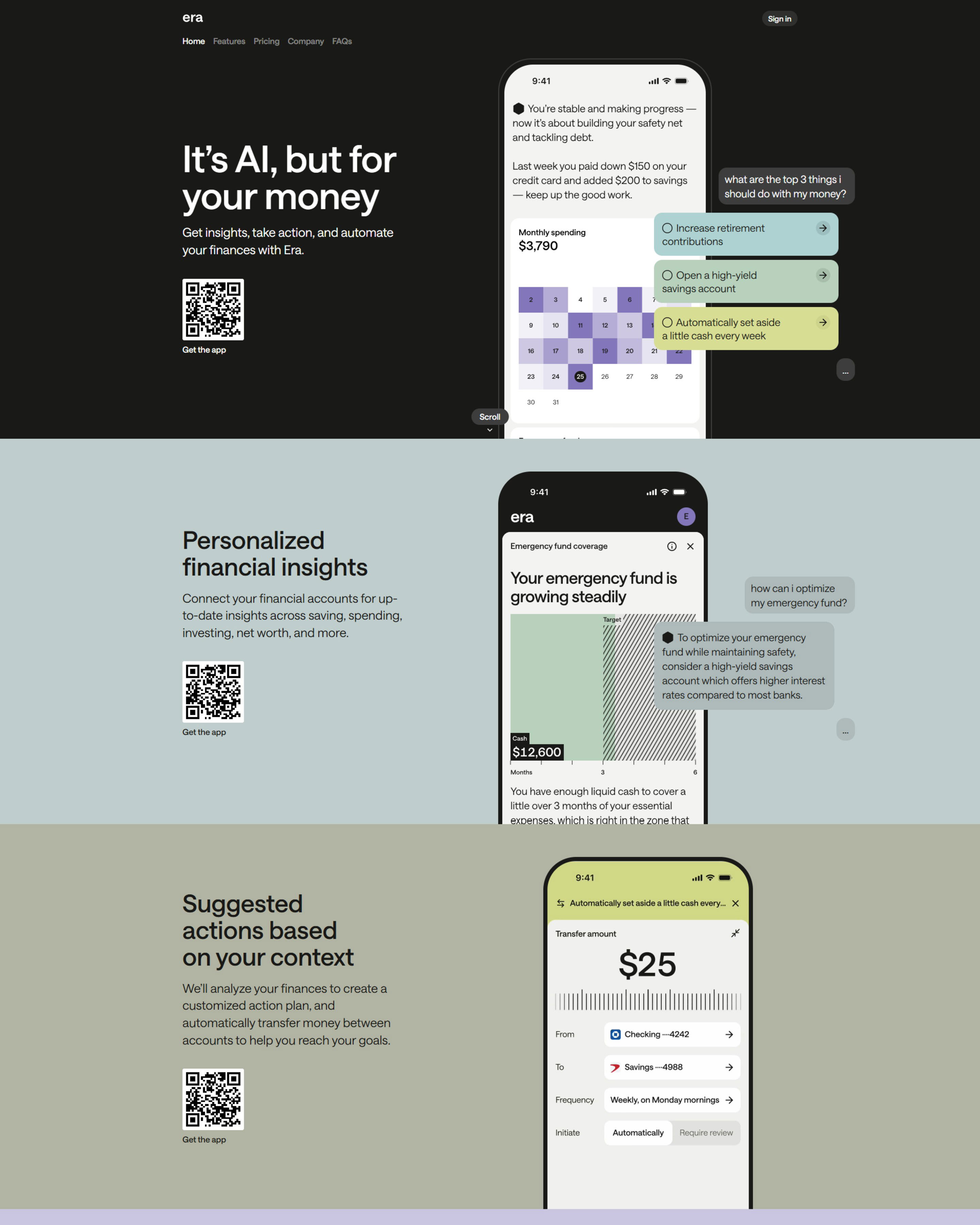 AI Finance landing page