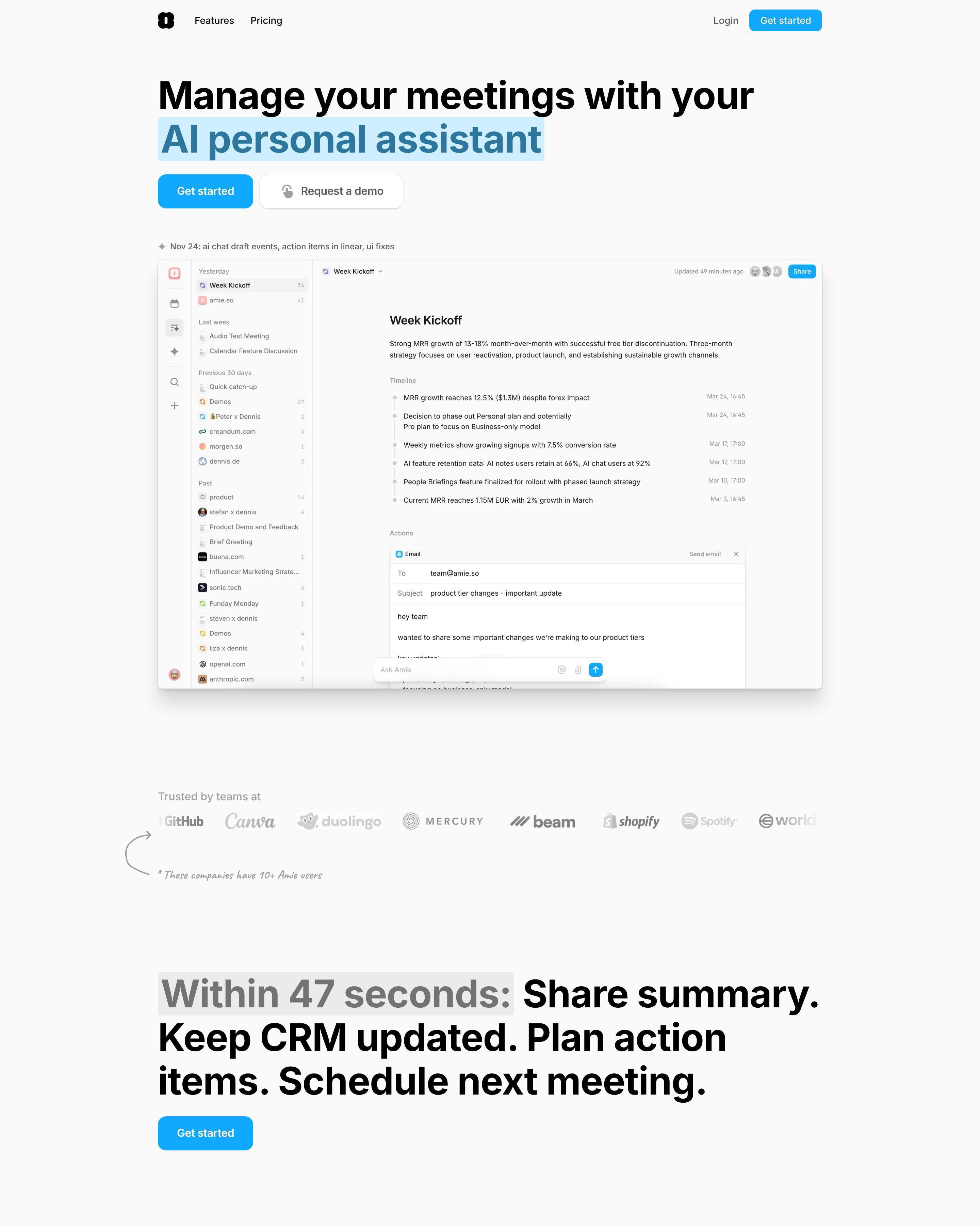 AI Meetings landing page