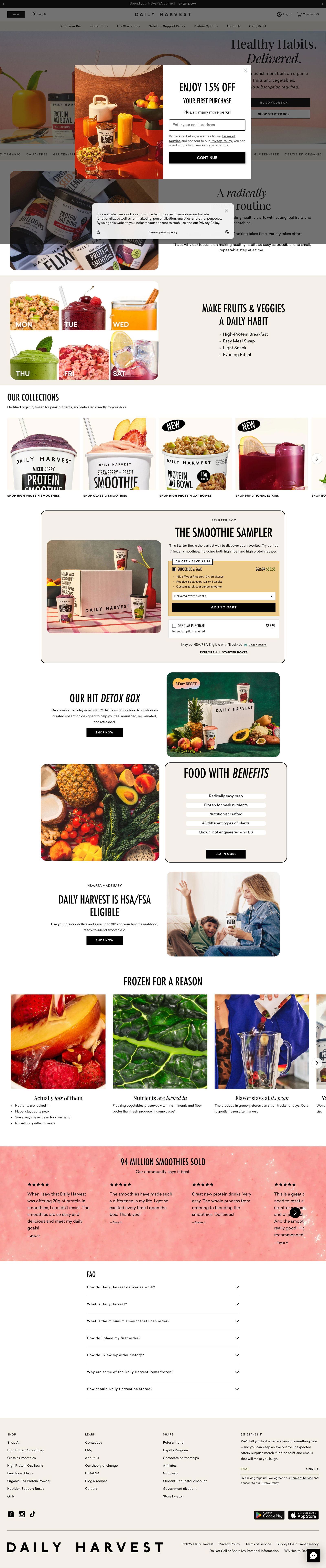 Harvest Box landing page