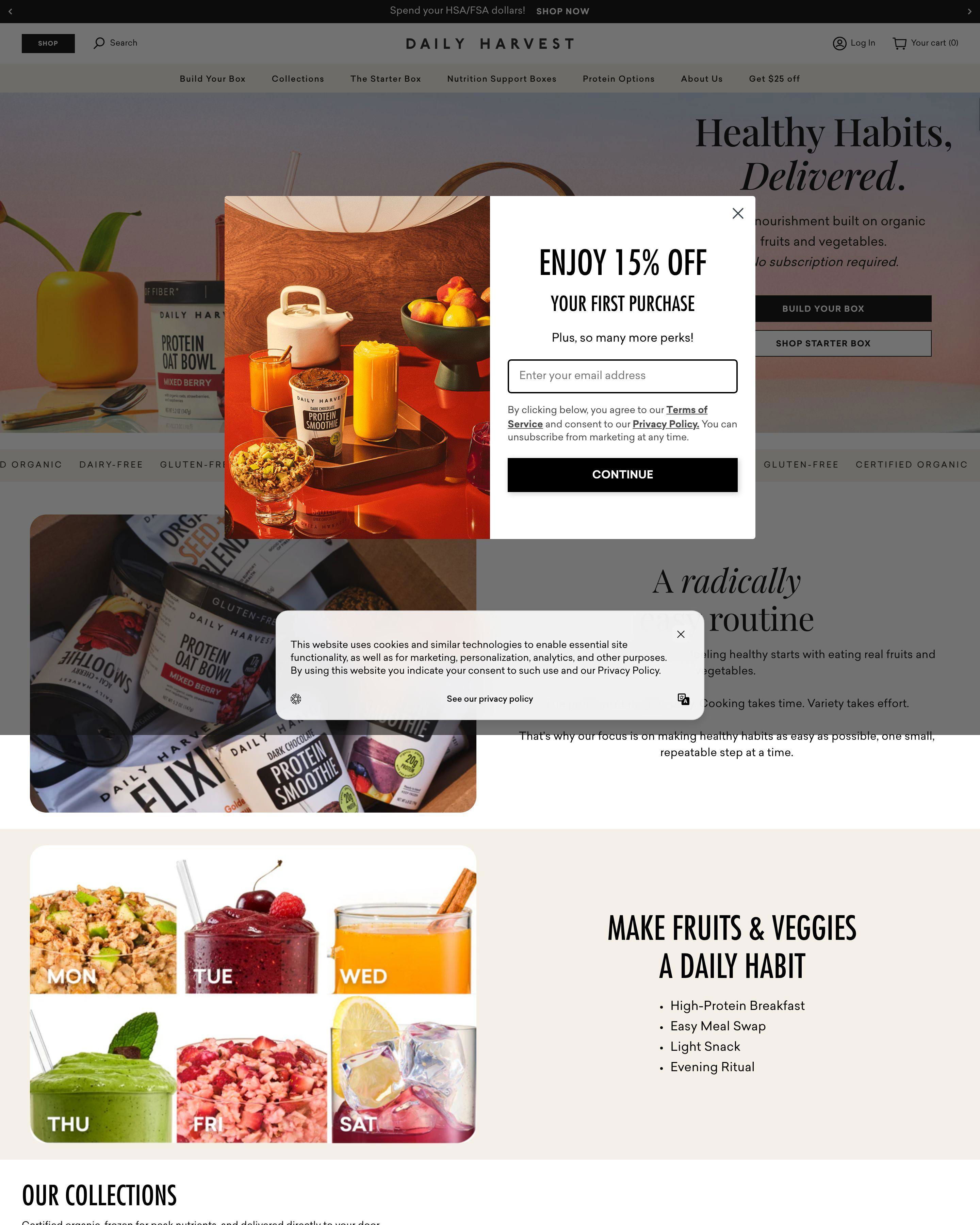 Harvest Box landing page