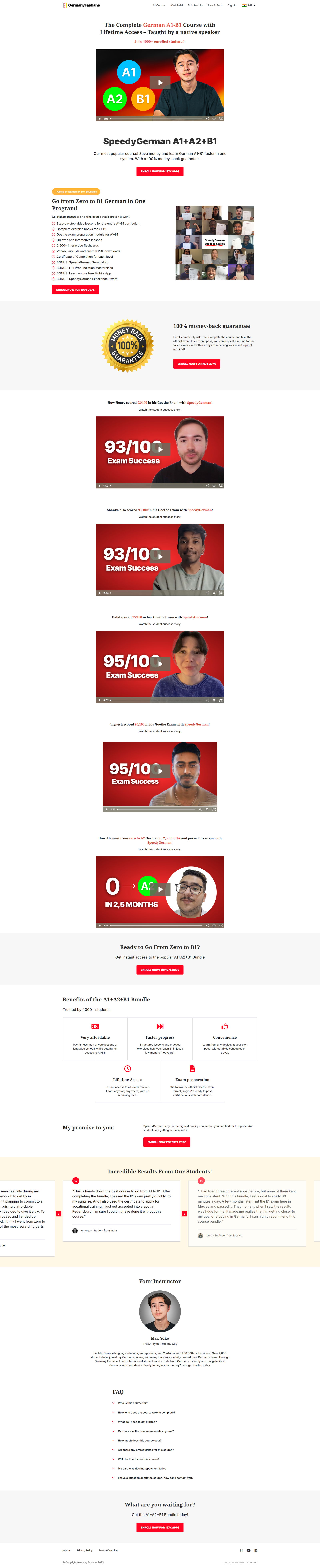 German Language Course landing page