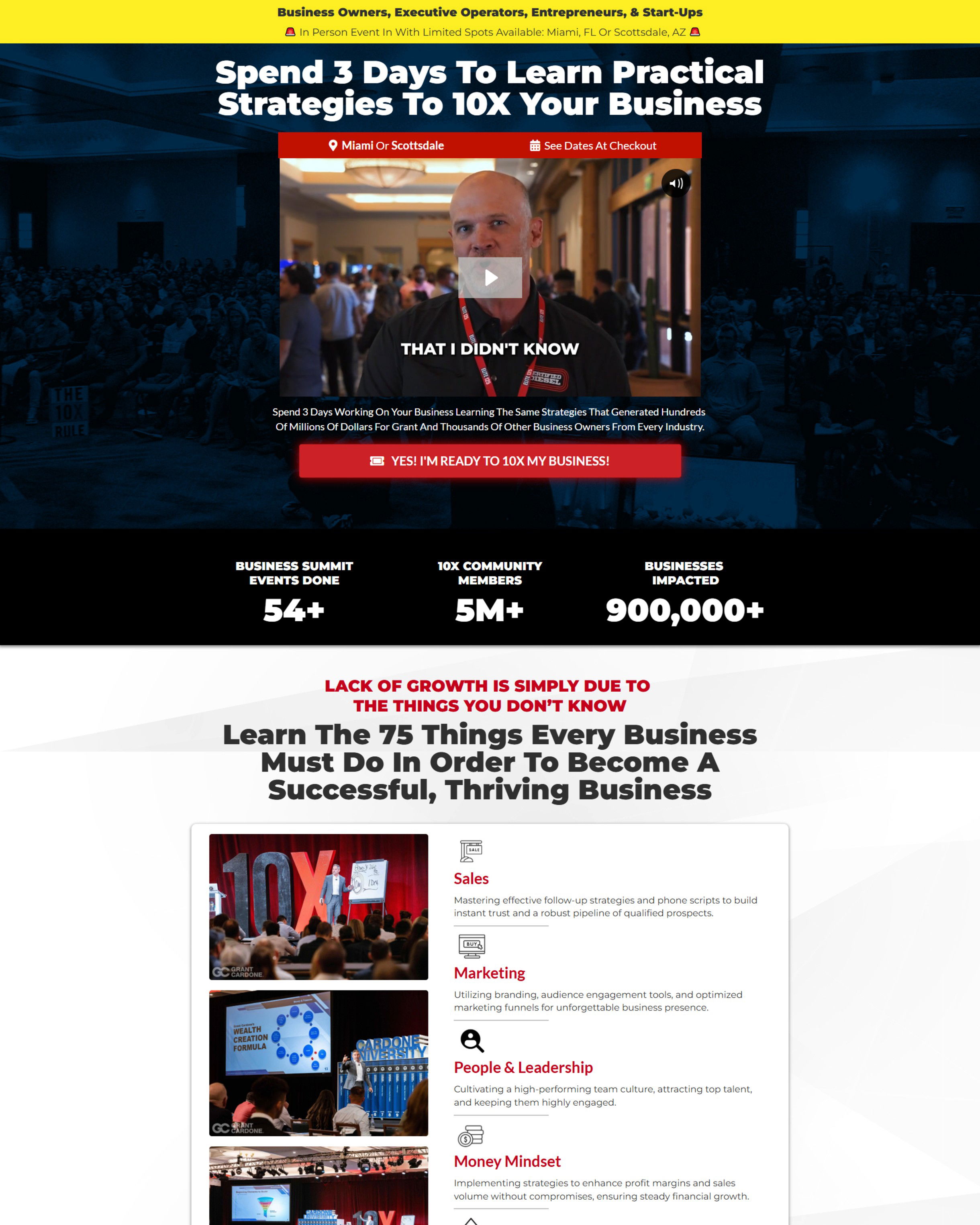 10X Summit landing page