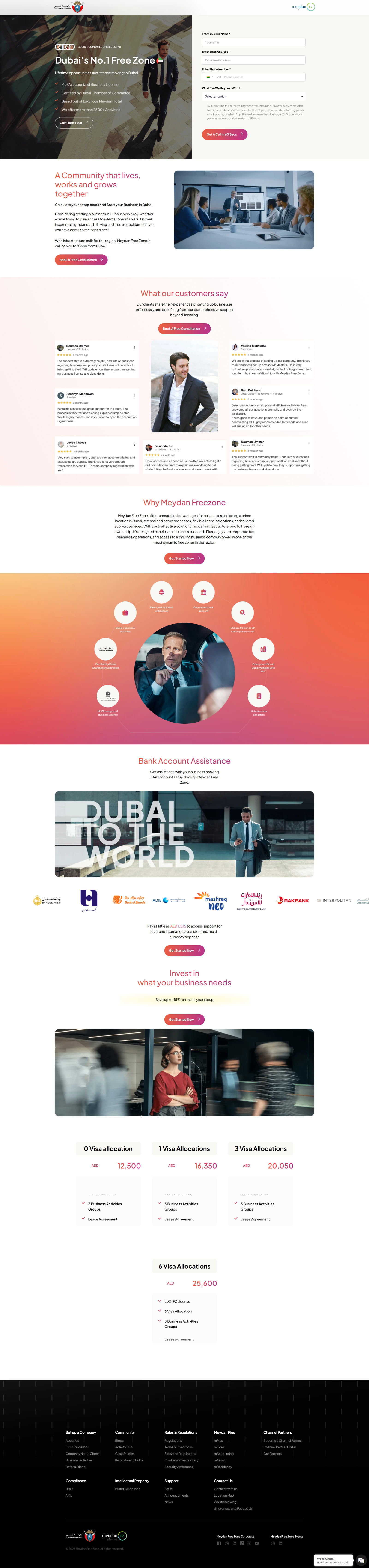 Freezone Setup landing page