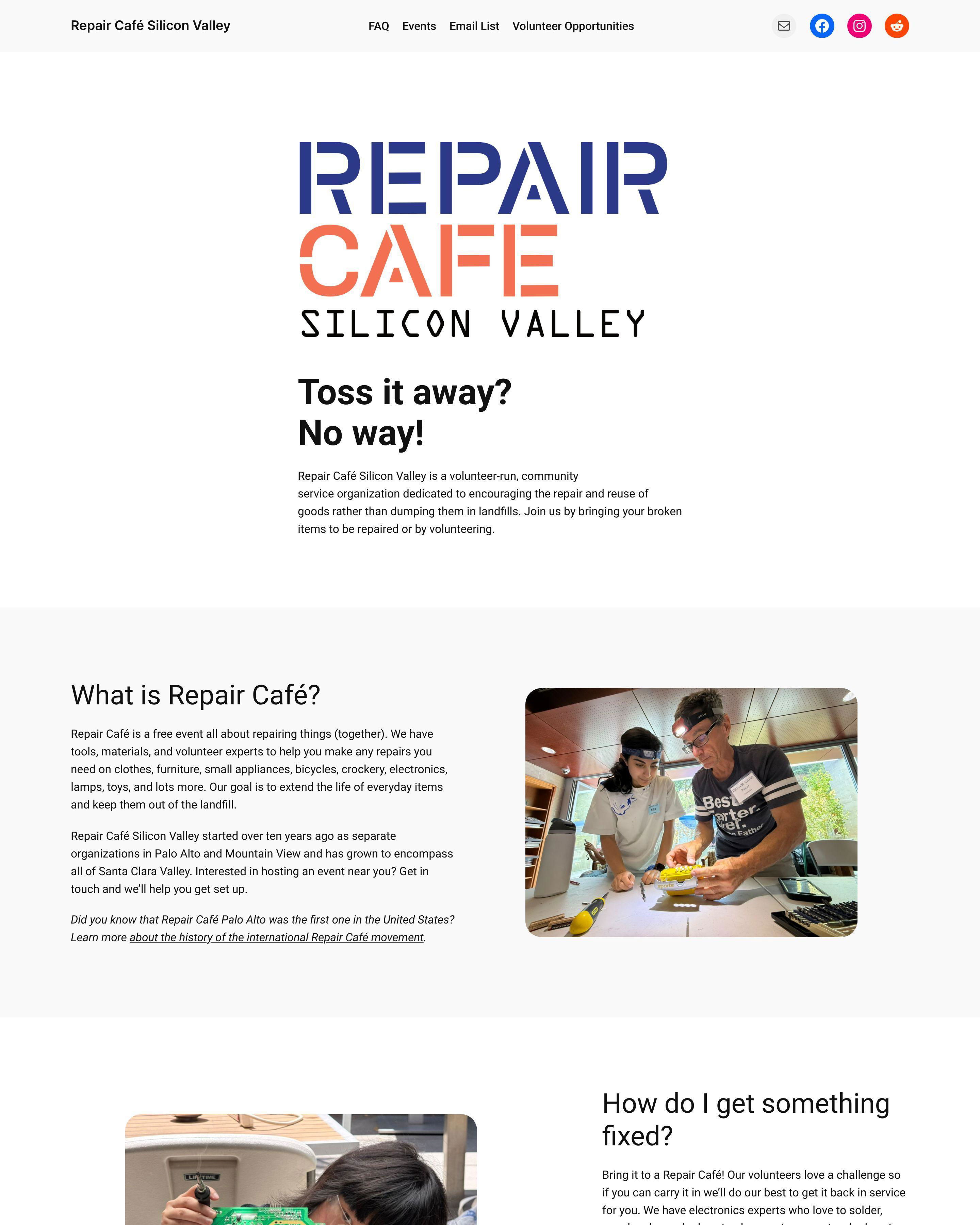 Community Repair landing page