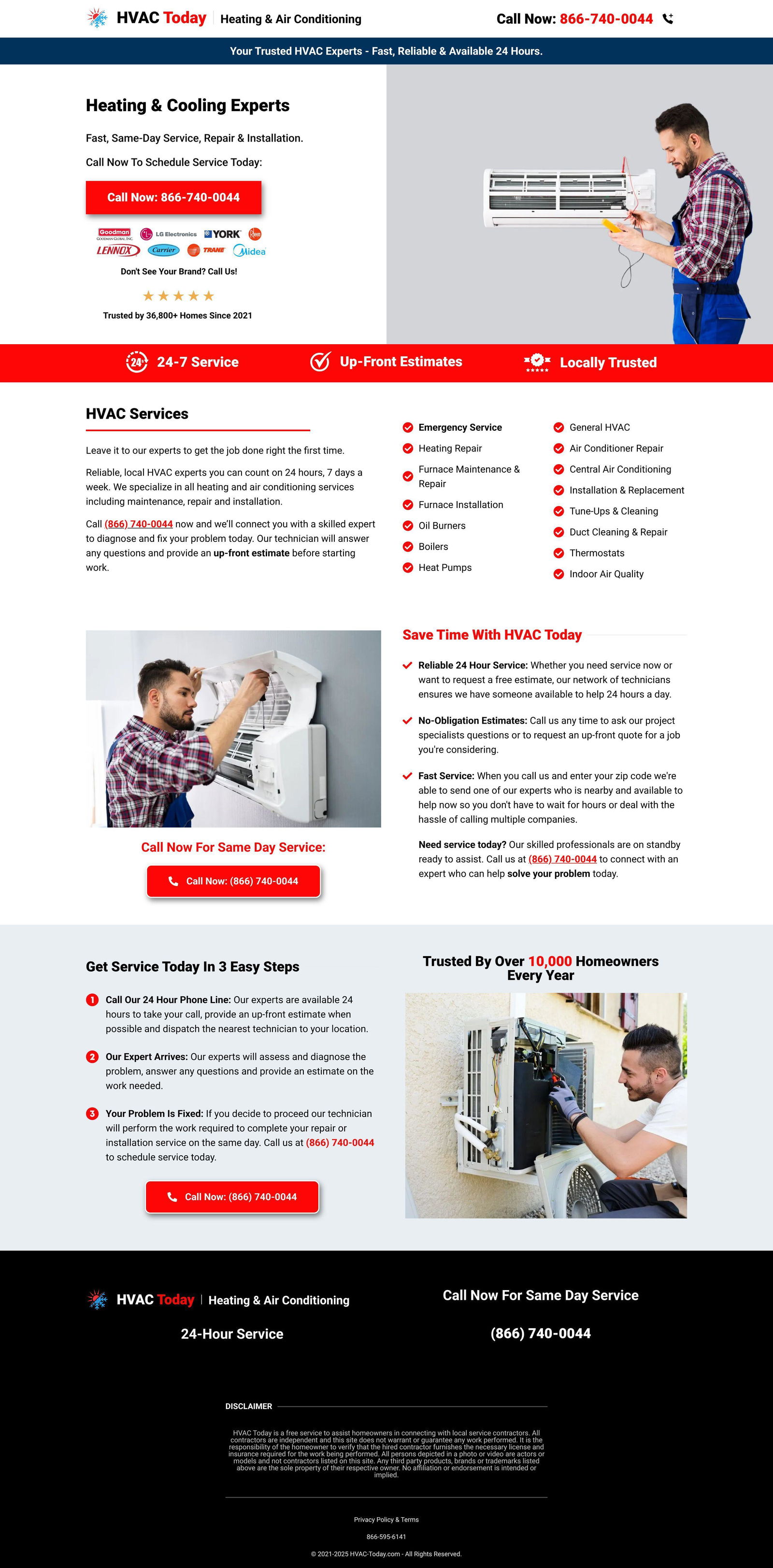 Emergency HVAC landing page