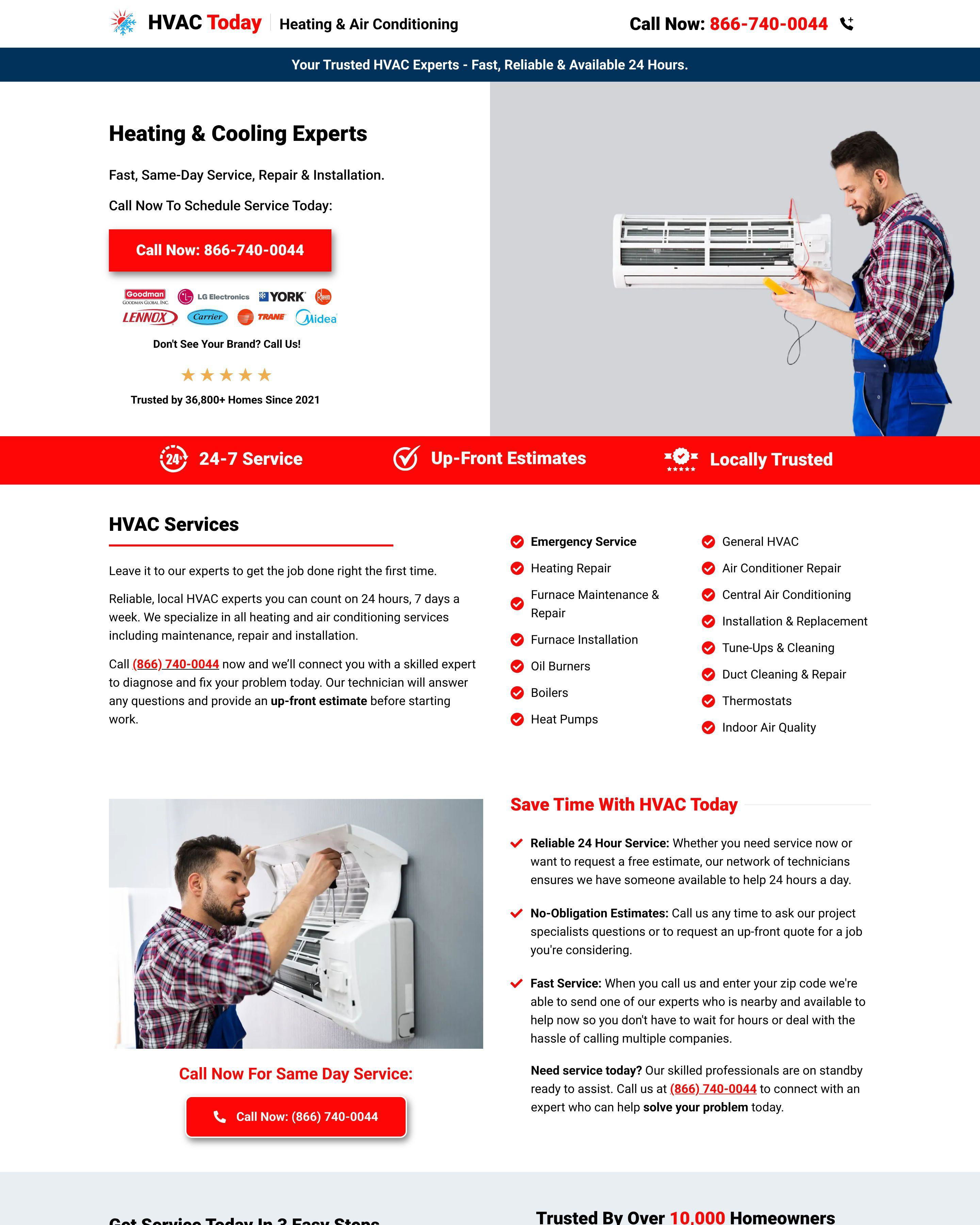 Emergency HVAC landing page