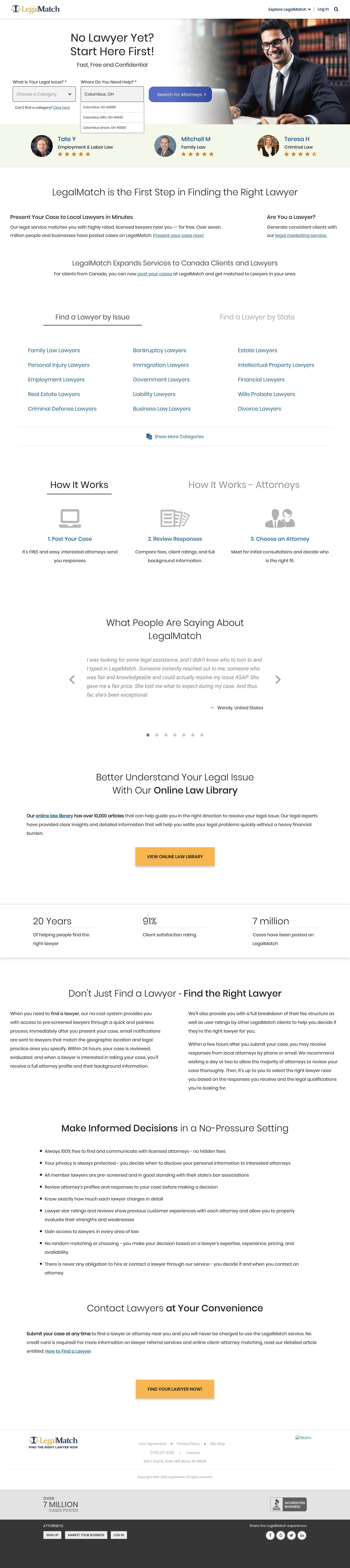 Lawyer Finder landing page