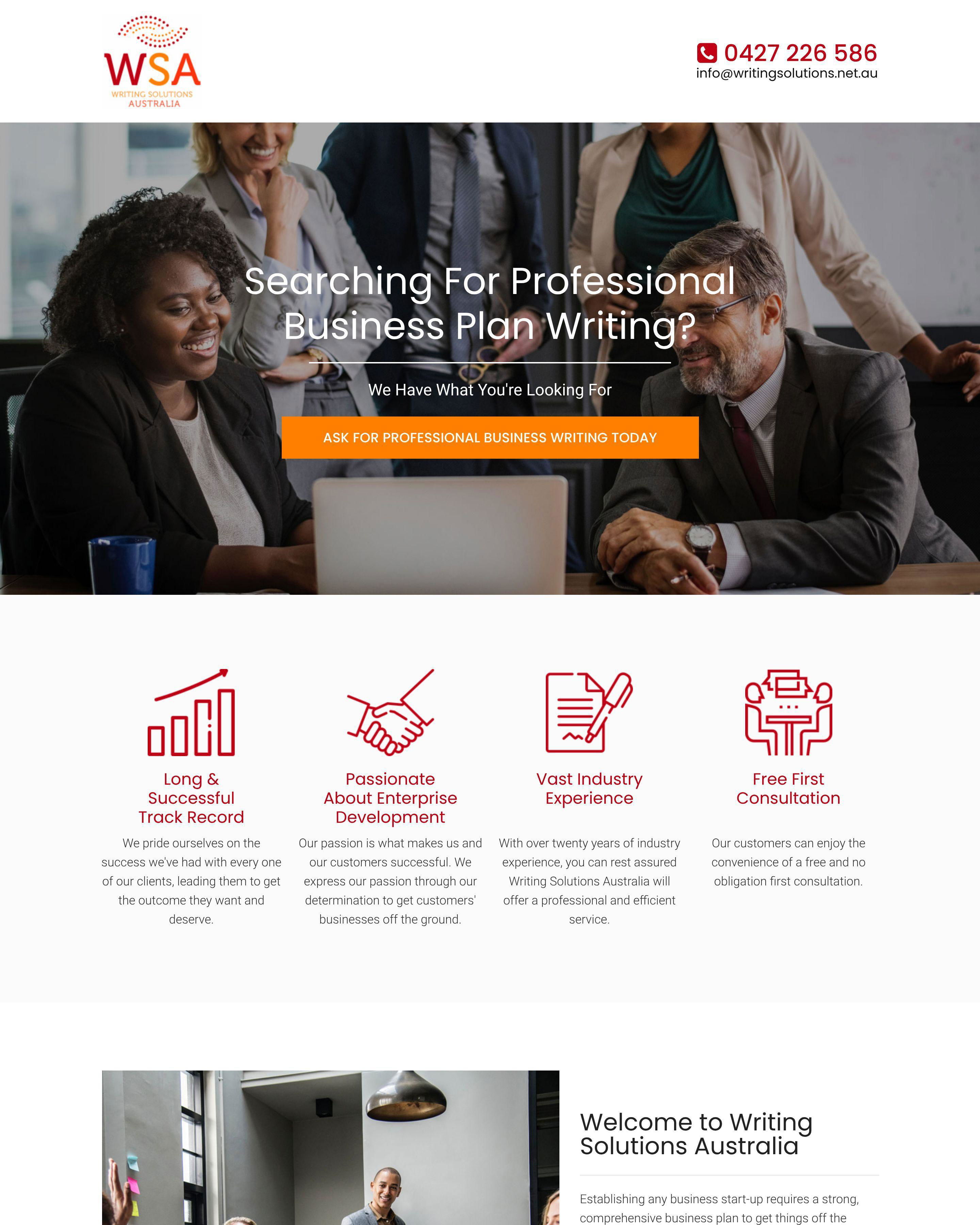 Business Writing landing page
