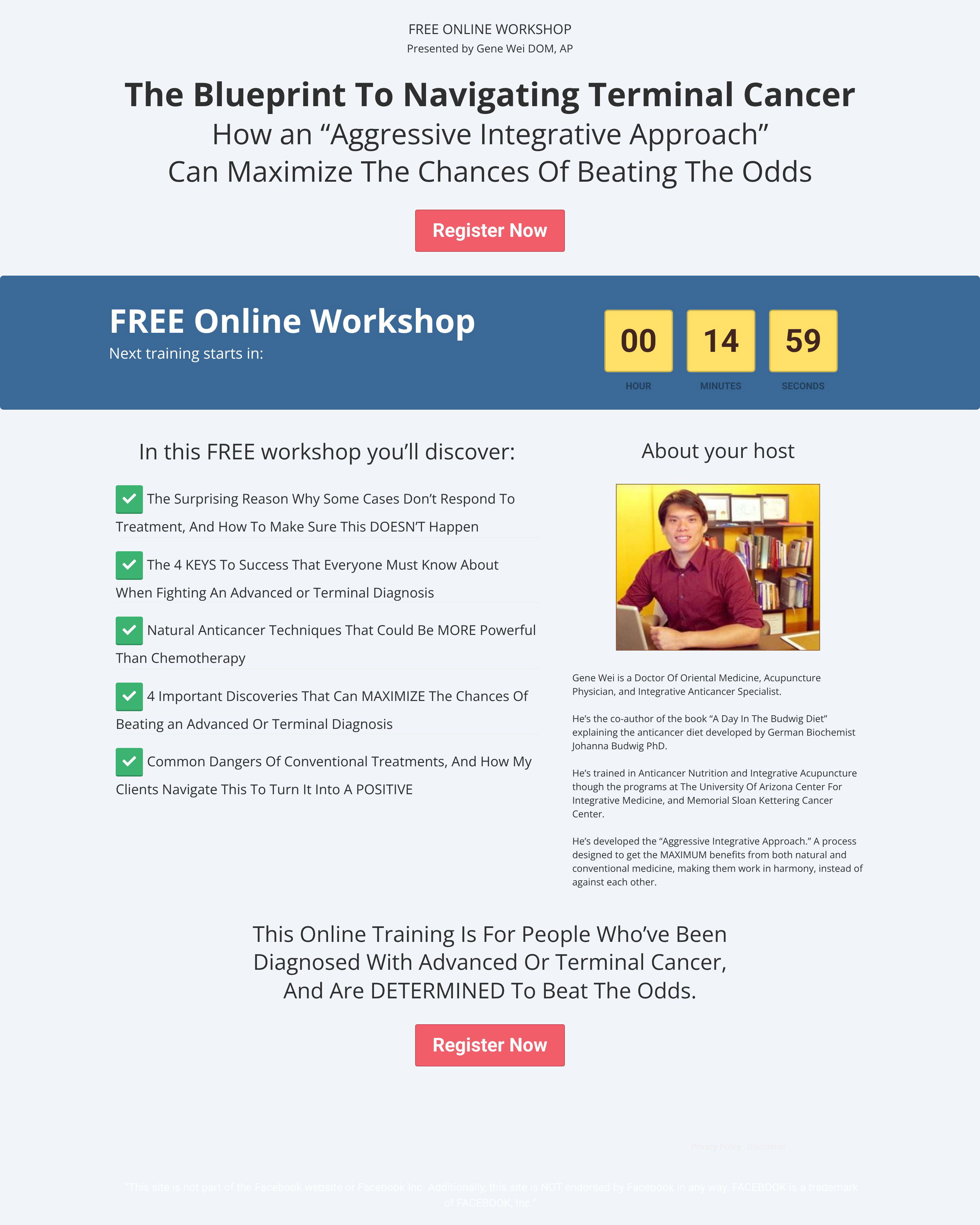 Cancer Workshop landing page