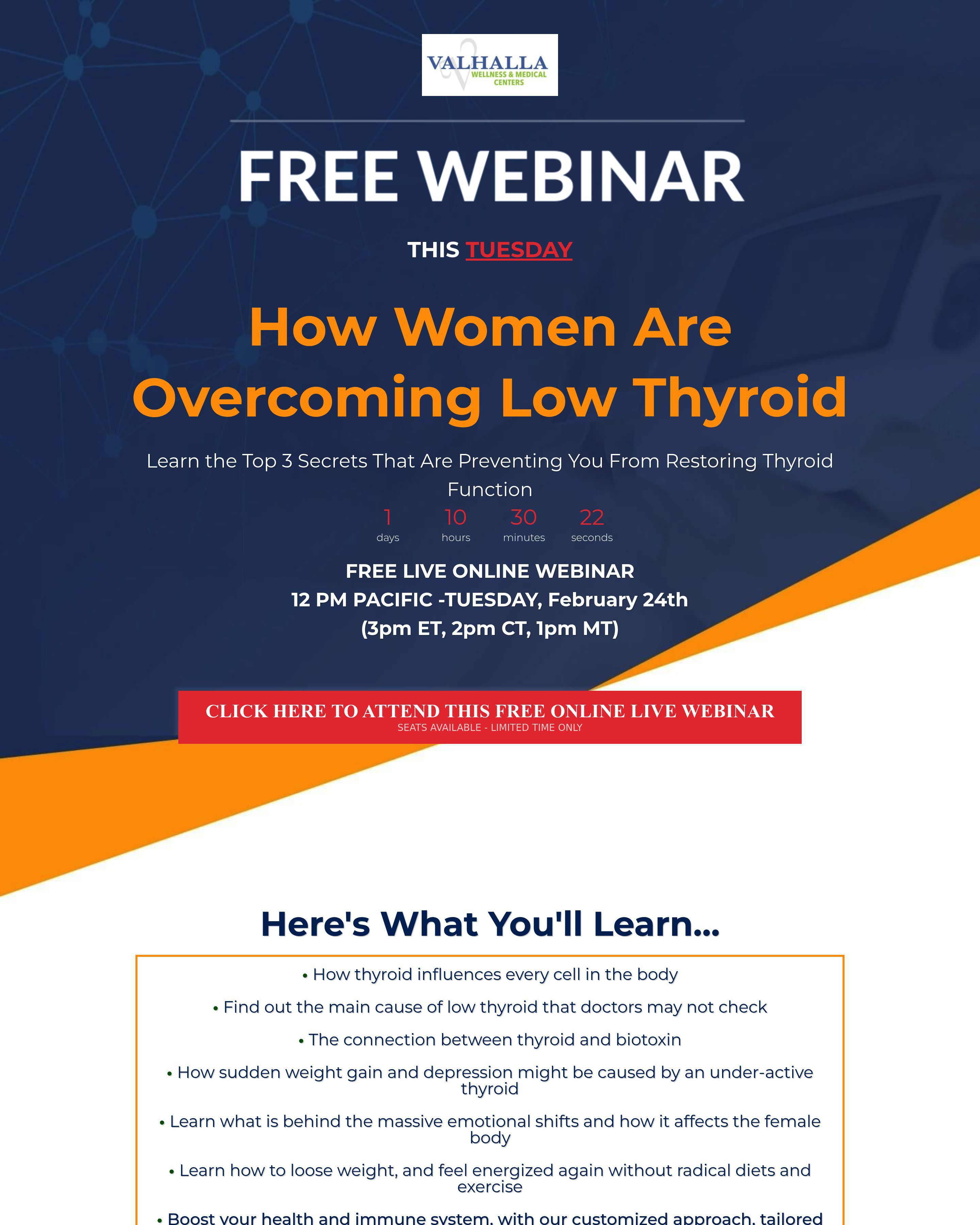 Thyroid Webinar landing page