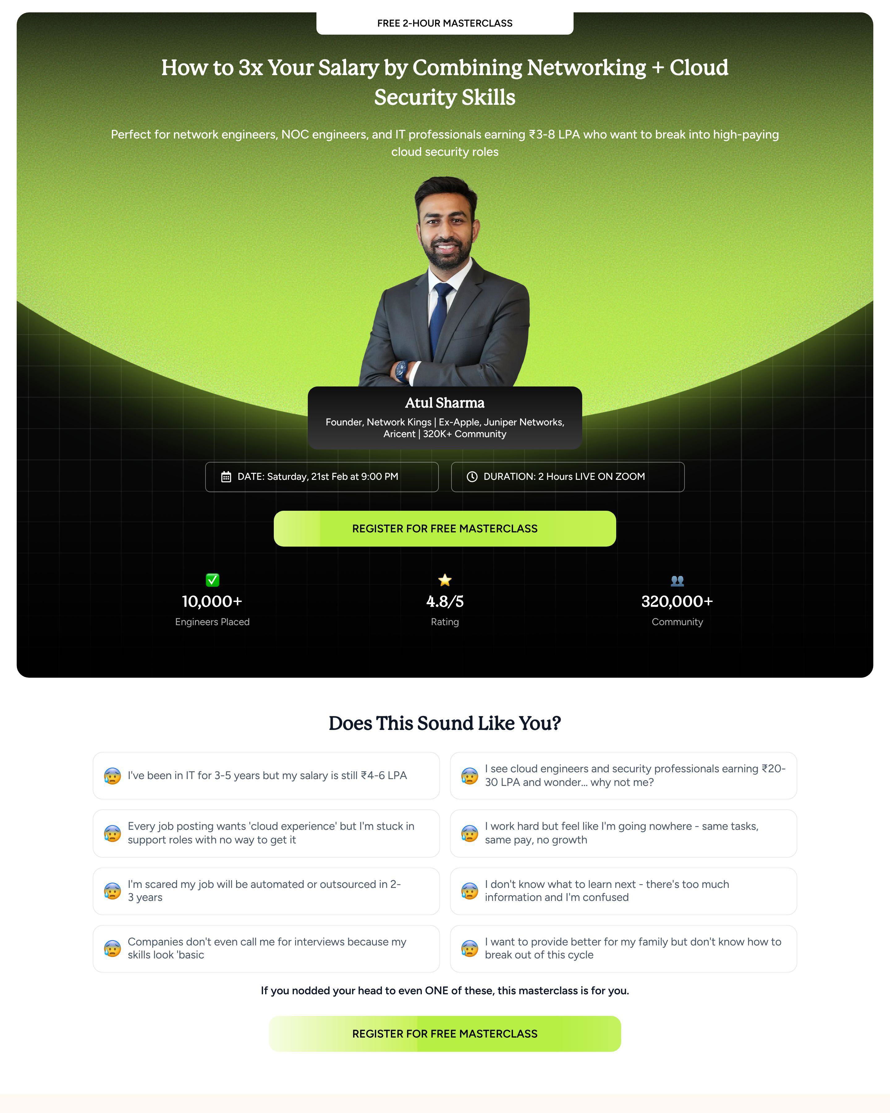 Cloud Masterclass landing page