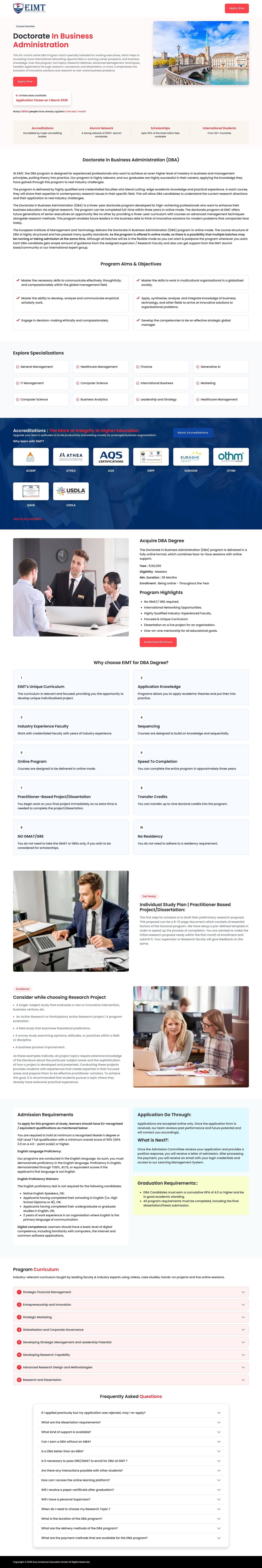 Online DBA landing page