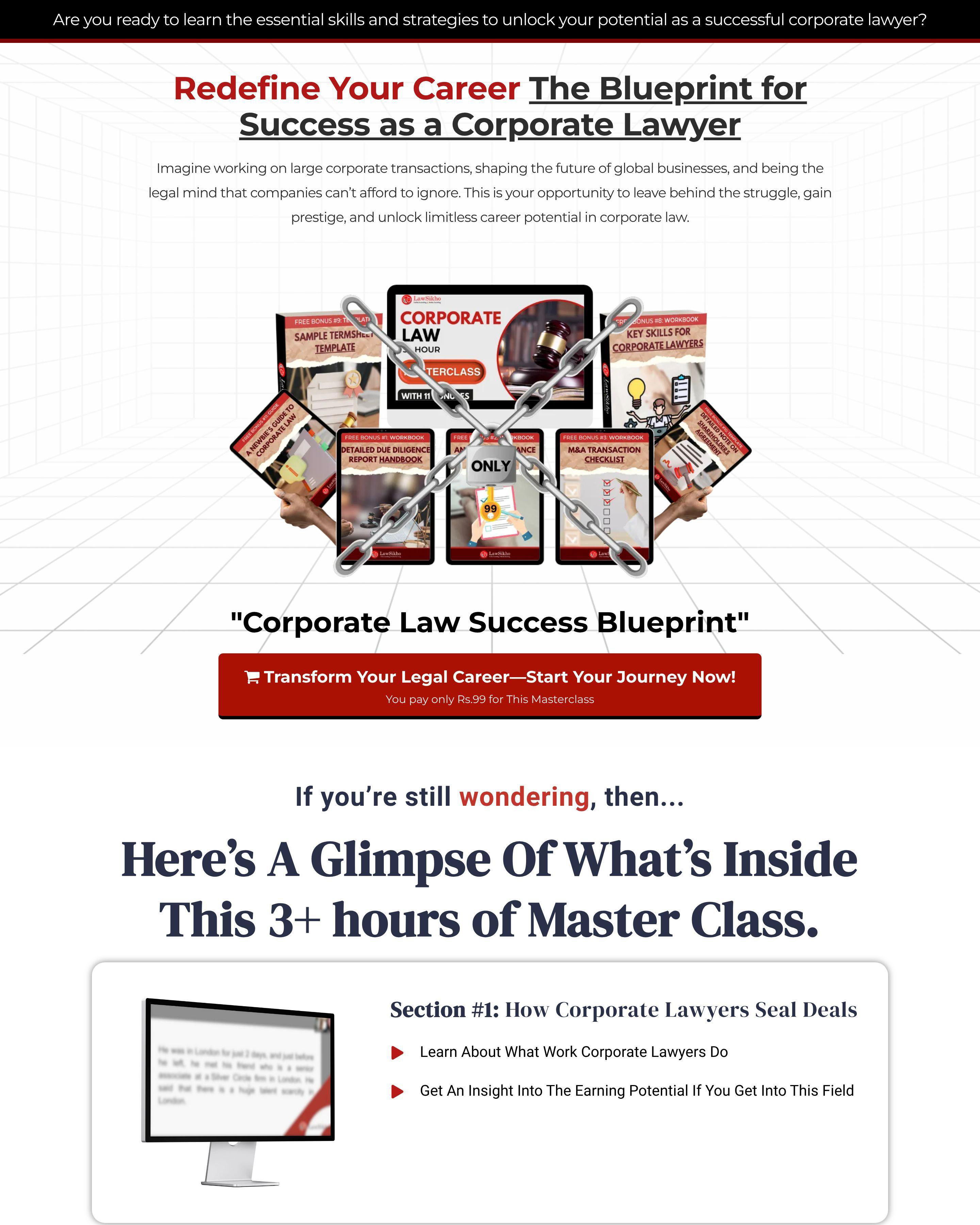 Lawyer Masterclass landing page