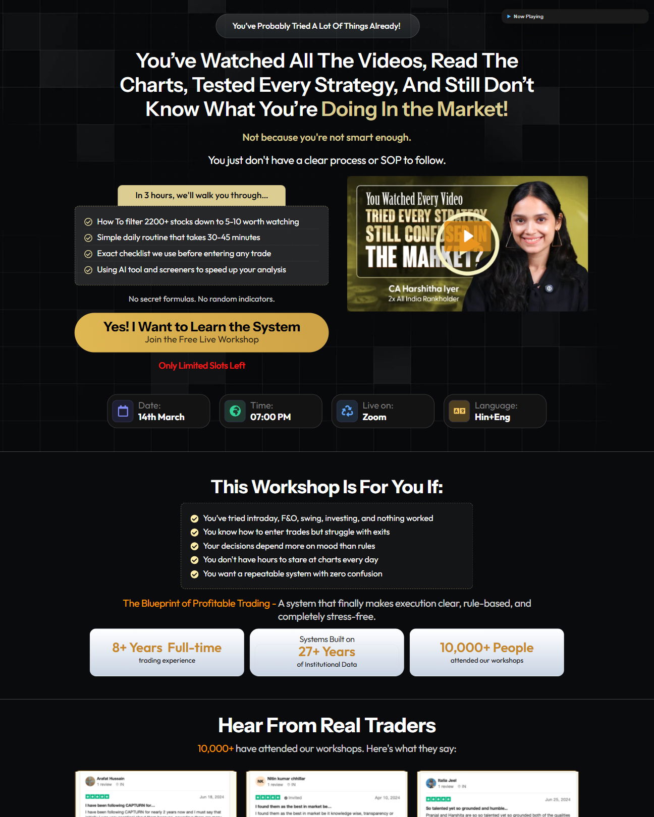 Systematic Trading Workshop landing page