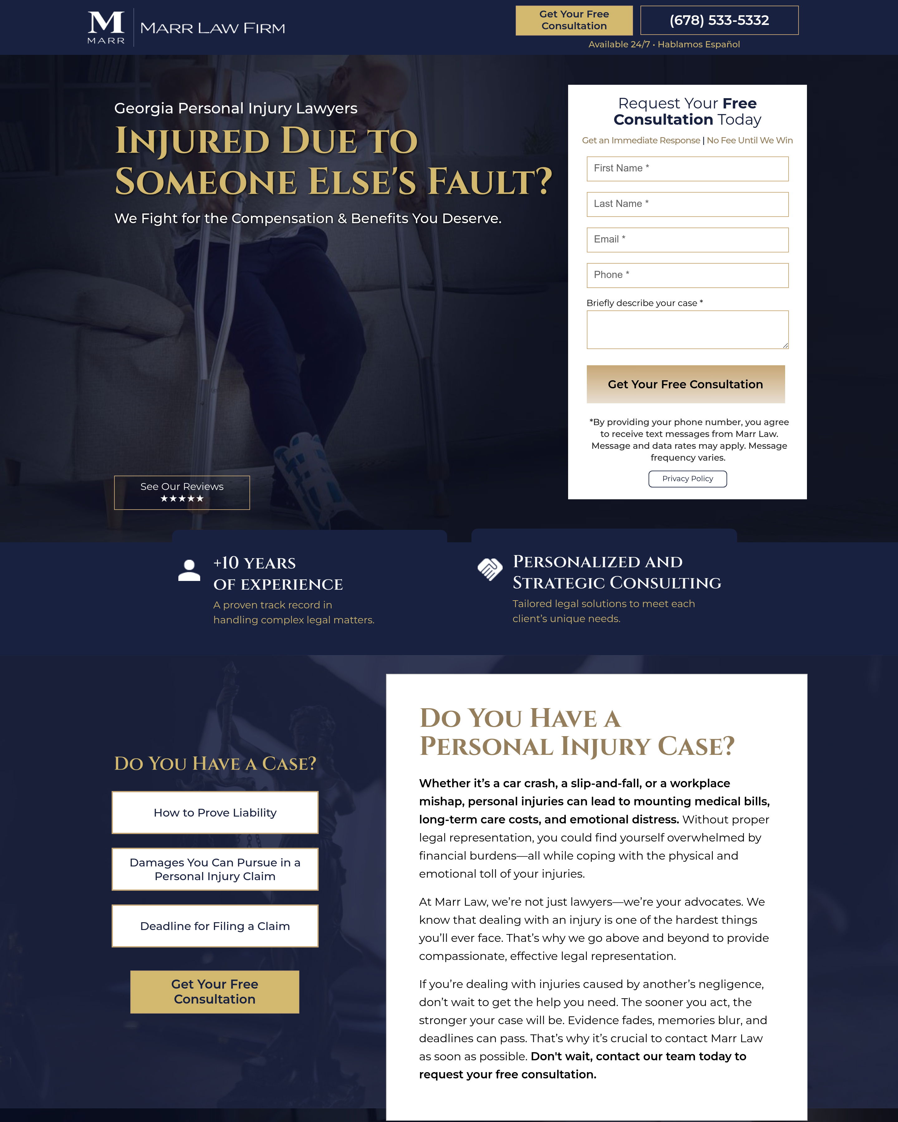 Injury Advocacy landing page