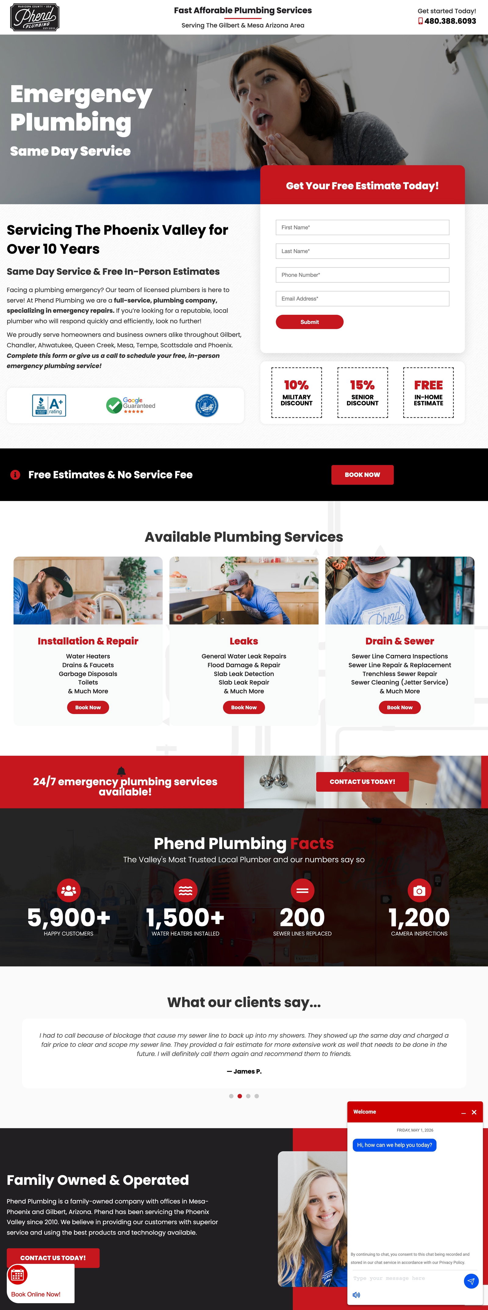 Emergency Plumbing landing page