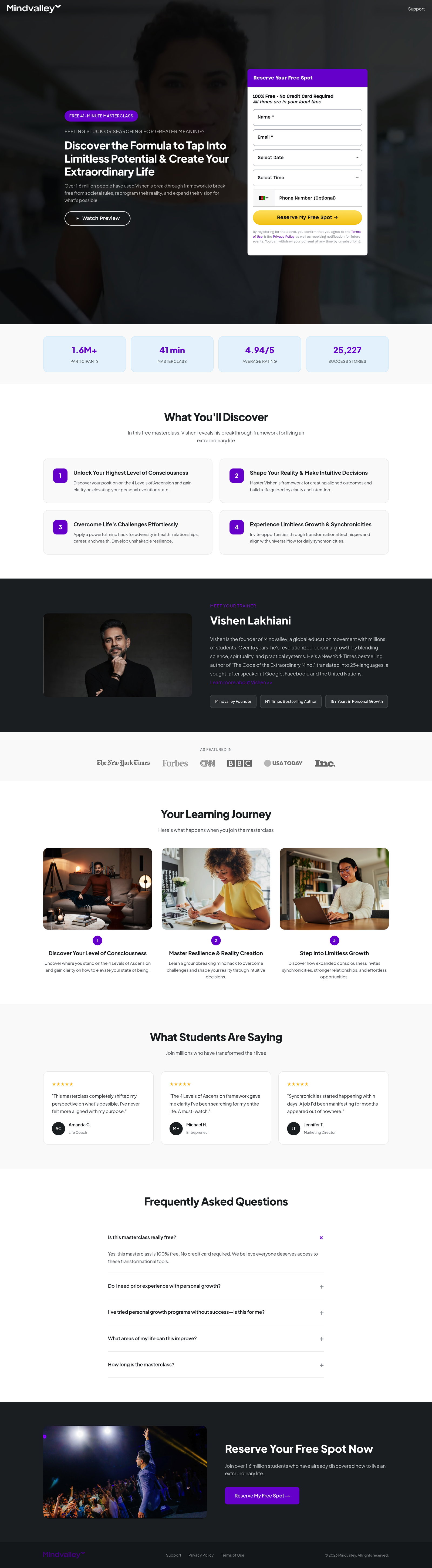 Growth Masterclass landing page