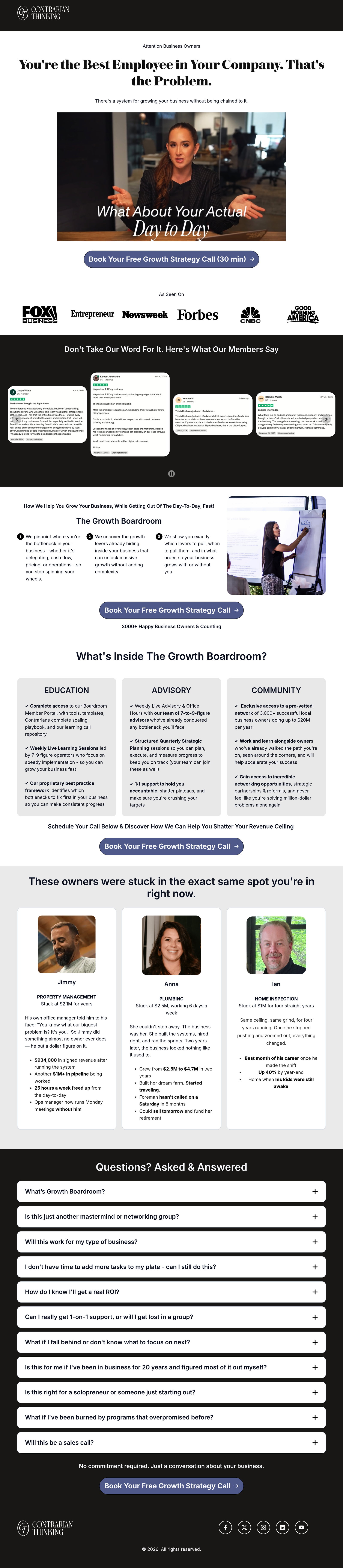 Boardroom Growth landing page